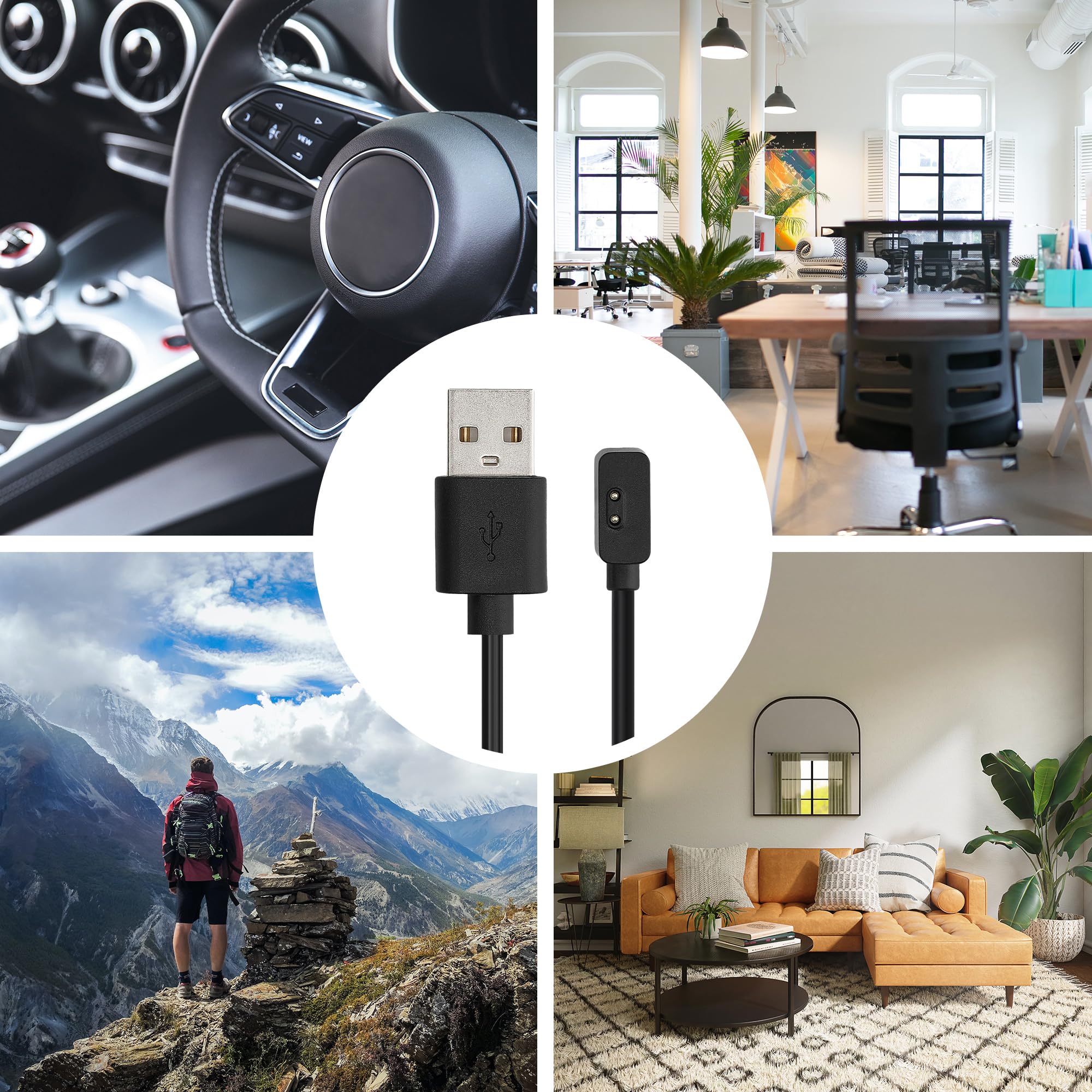 kwmobile USB Charging Cable for Xiaomi Redmi Watch 2 Lite/3 Lite - Fast Charging Cord for Smartwatch - Durable Nylon Braided Black Cable - Perfect for Home, Office & Travel Use