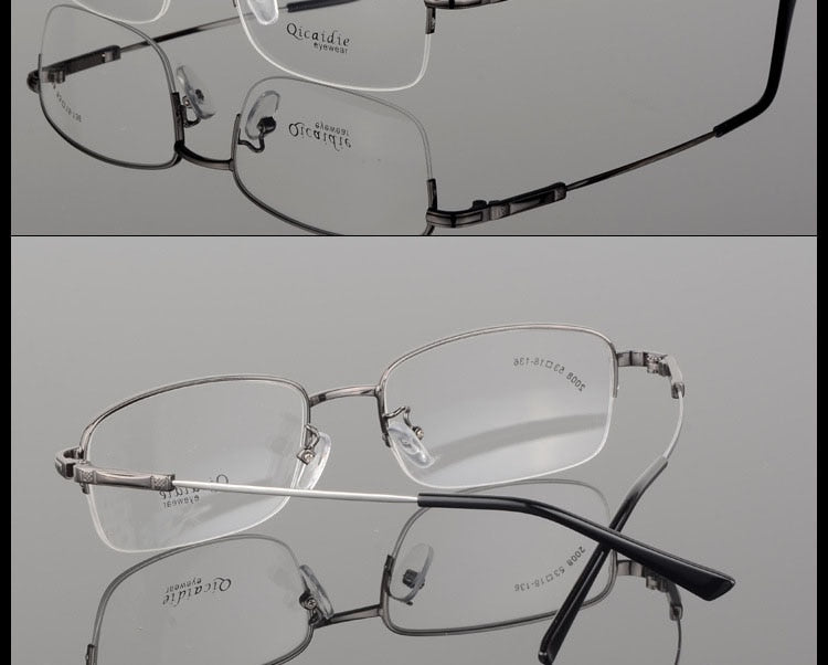 Bclear Men's Semi-Rim Square Alloy Eyeglasses - Lightweight Metal Frame Glasses for Men - Perfect for Office, Reading & Everyday Use (2008 Collection)