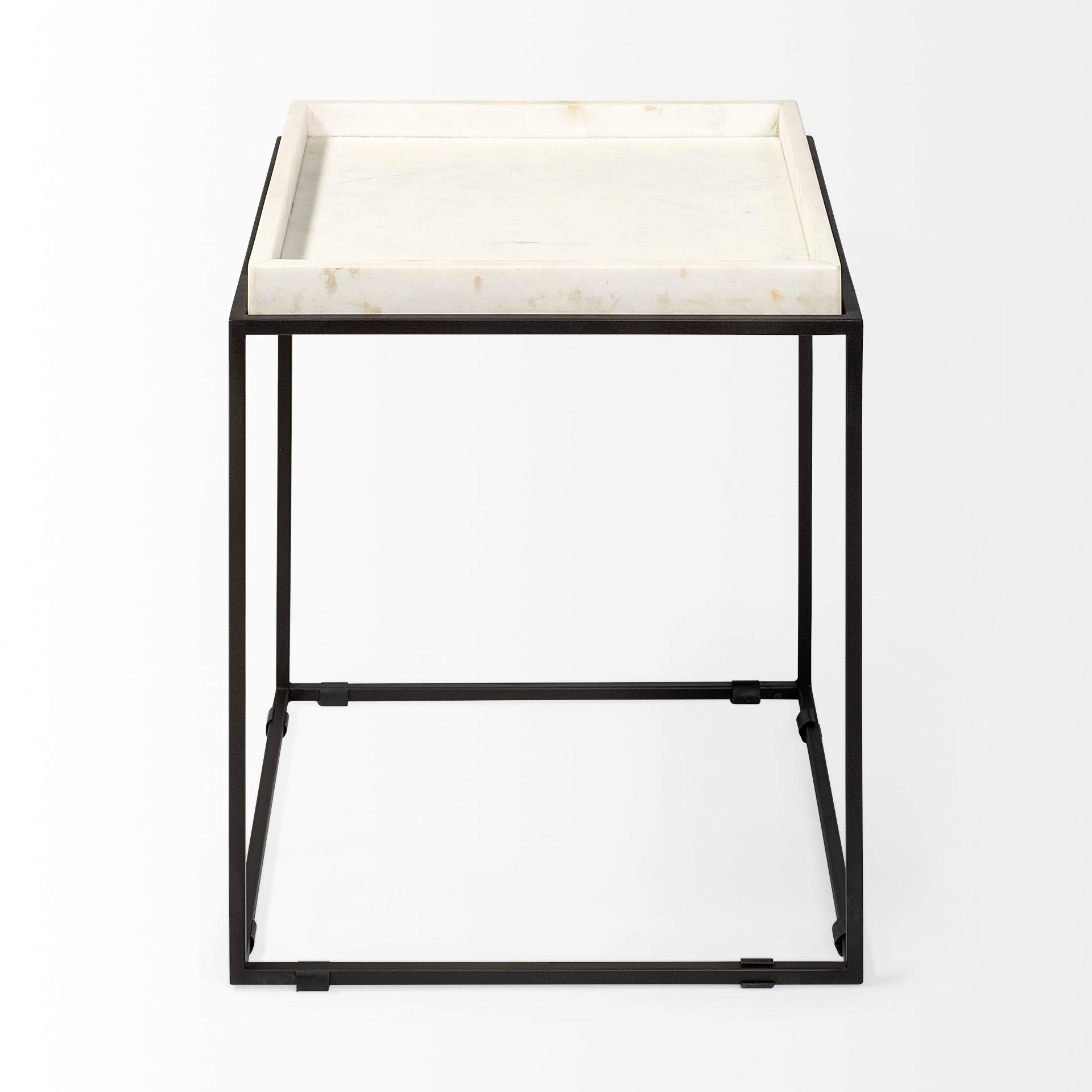 Mercana Nathan II Large White End Tables - Modern Nightstand for Living Room, Bedroom & Office - Stylish Side Table with Storage Shelf