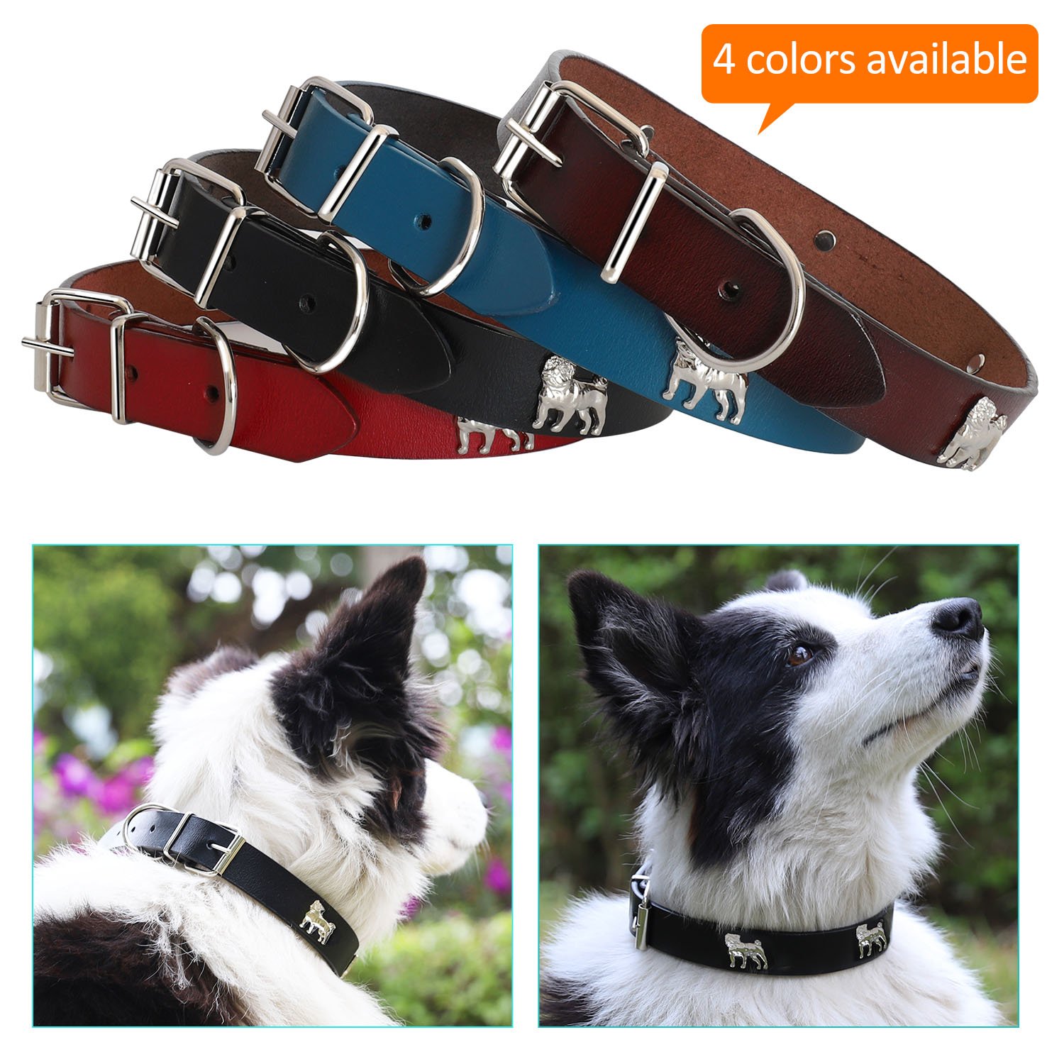 Genuine Leather Studded Dog Collar - Soft & Comfortable Pet Collar for Medium, Large & Extra Large Dogs - Adjustable & Durable for Daily Walks, Training & Outdoor Adventures (Black, Size M)
