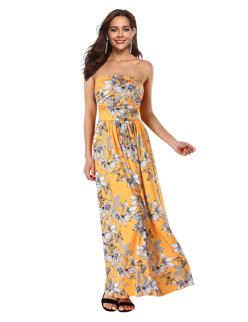 Leadingstar Women's Floral Casual Maxi Dress for Beach, Party & Summer Vacation - Lightweight Flowy Sundress with Pockets