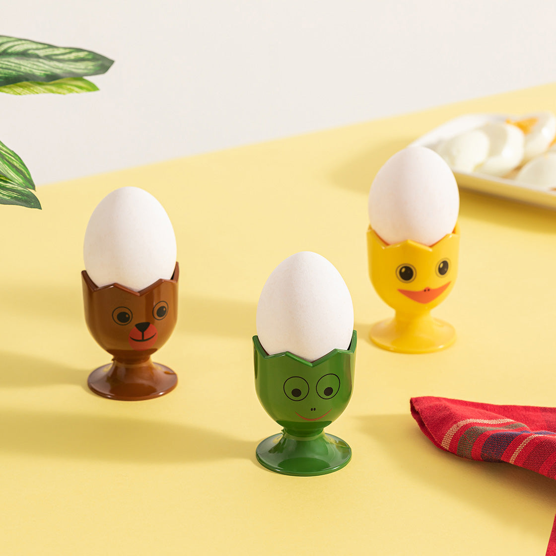 3-Piece Funny Egg Holder Set - Cute Kitchen Gadget for Easter Decor & Breakfast Serving - Perfect for Egg Lovers & Home Cooking