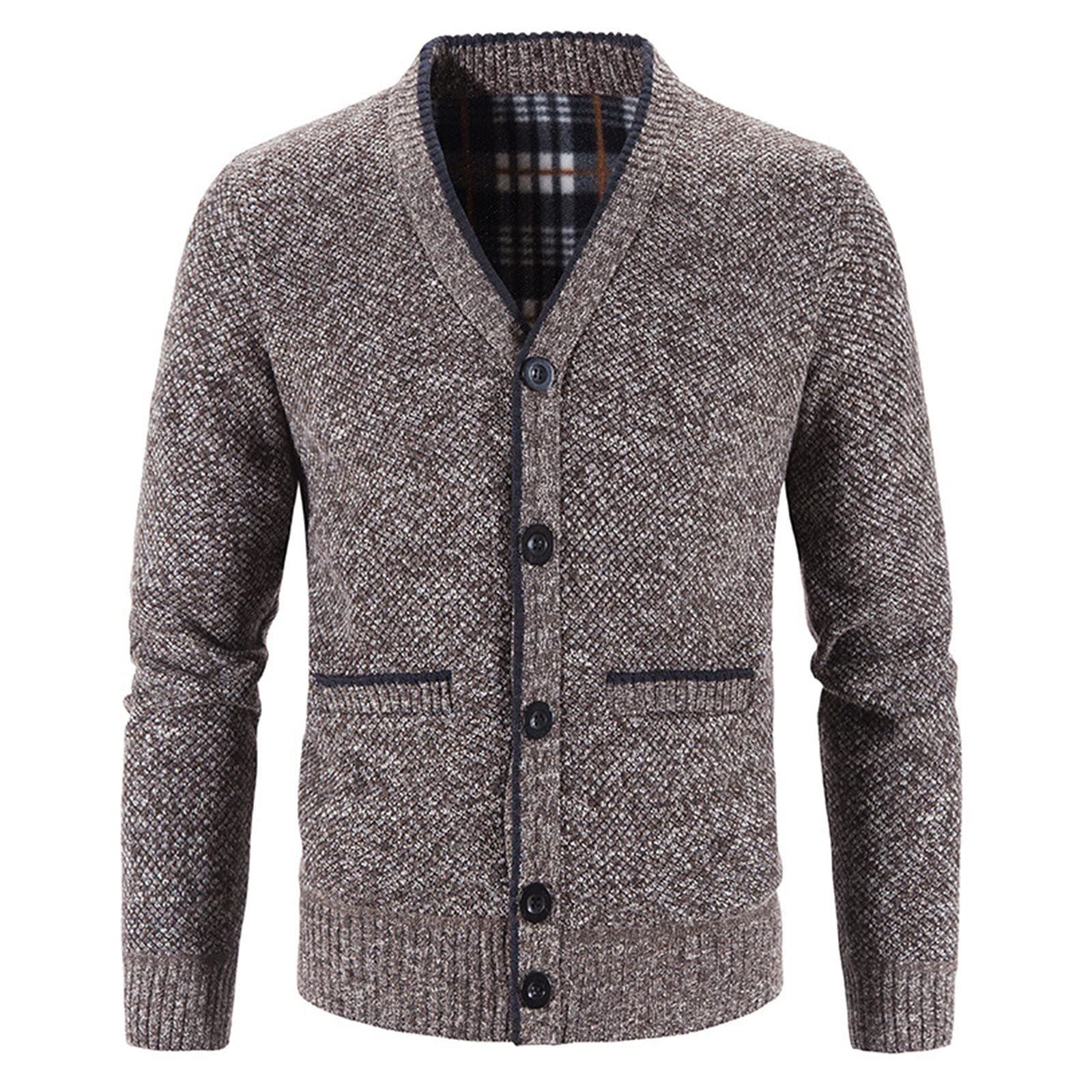 Men's Casual Knit Jacket - Block Print Stand Collar Warm Cardigan with Zipper | Winter Outerwear for Daily Wear, Office & Outdoor Activities