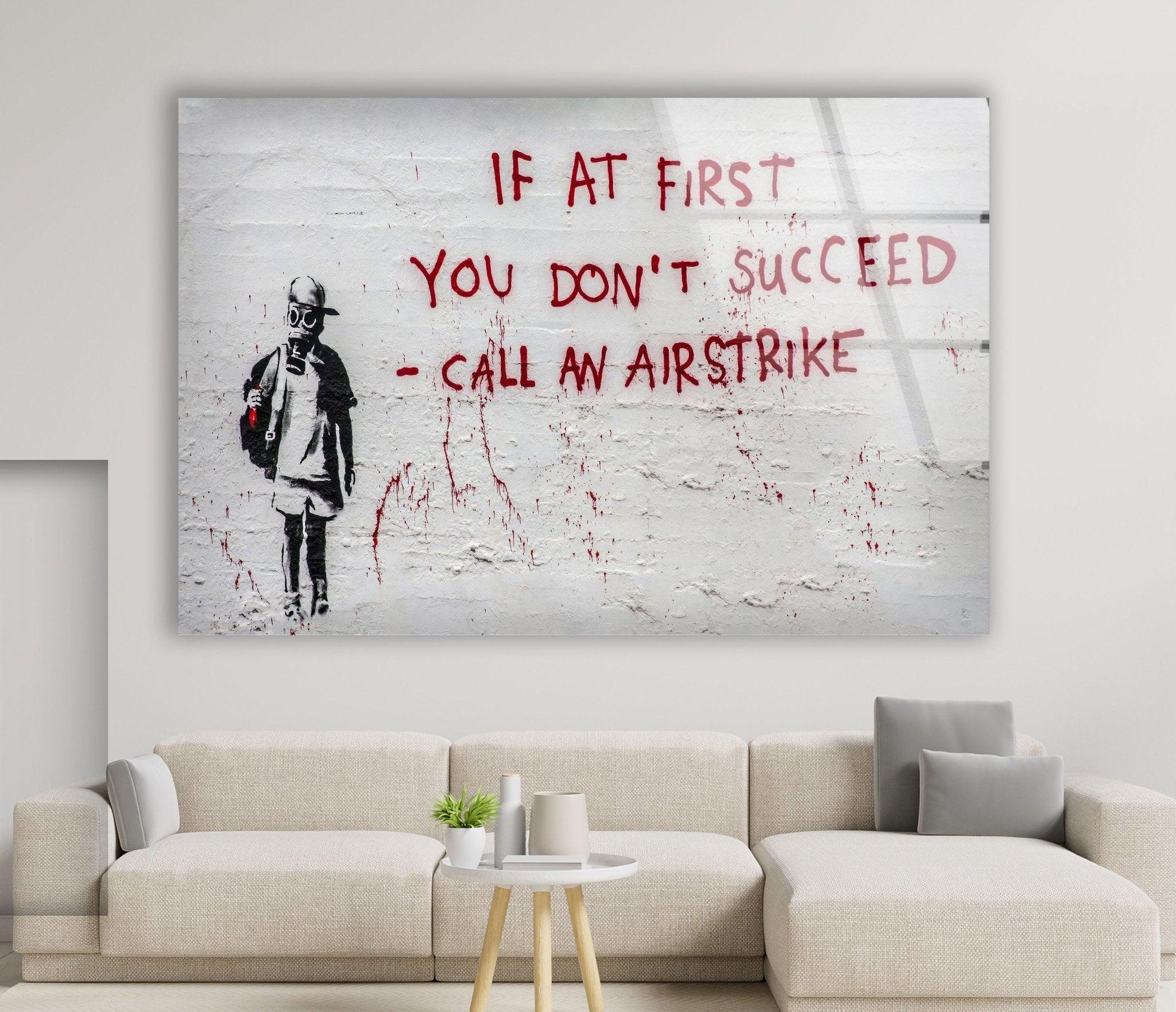 Banksy Mask Glass Wall Art - Unique Street Art Home Decor for Living Room, Bedroom & Office - Perfect Gift for Art Lovers