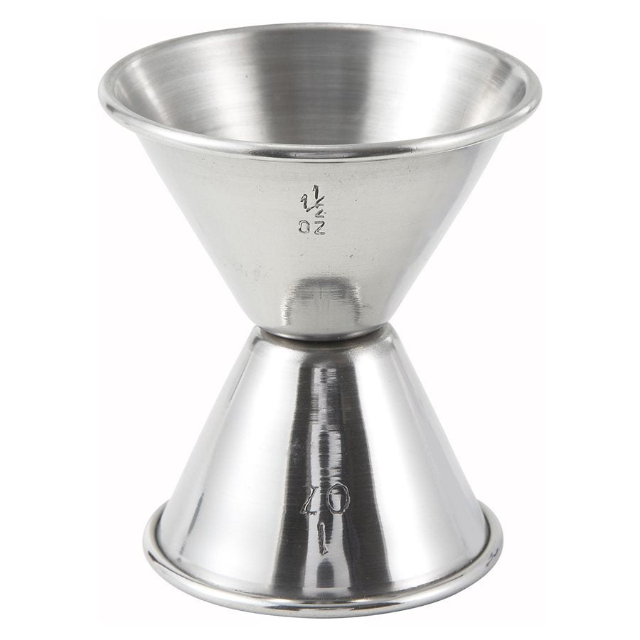 Winco 1 & 1.5 Oz Double Jigger - Premium Stainless Steel Measuring Cup for Cocktails & Baking - Perfect for Bartenders, Home Bars & Mixologists