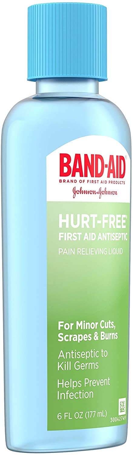 Hurt-Free Antiseptic Wash for Cuts & Scrapes | 6 Fl Oz First Aid Solution for Kids & Adults | Painless Wound Cleaning for Home, School & Travel