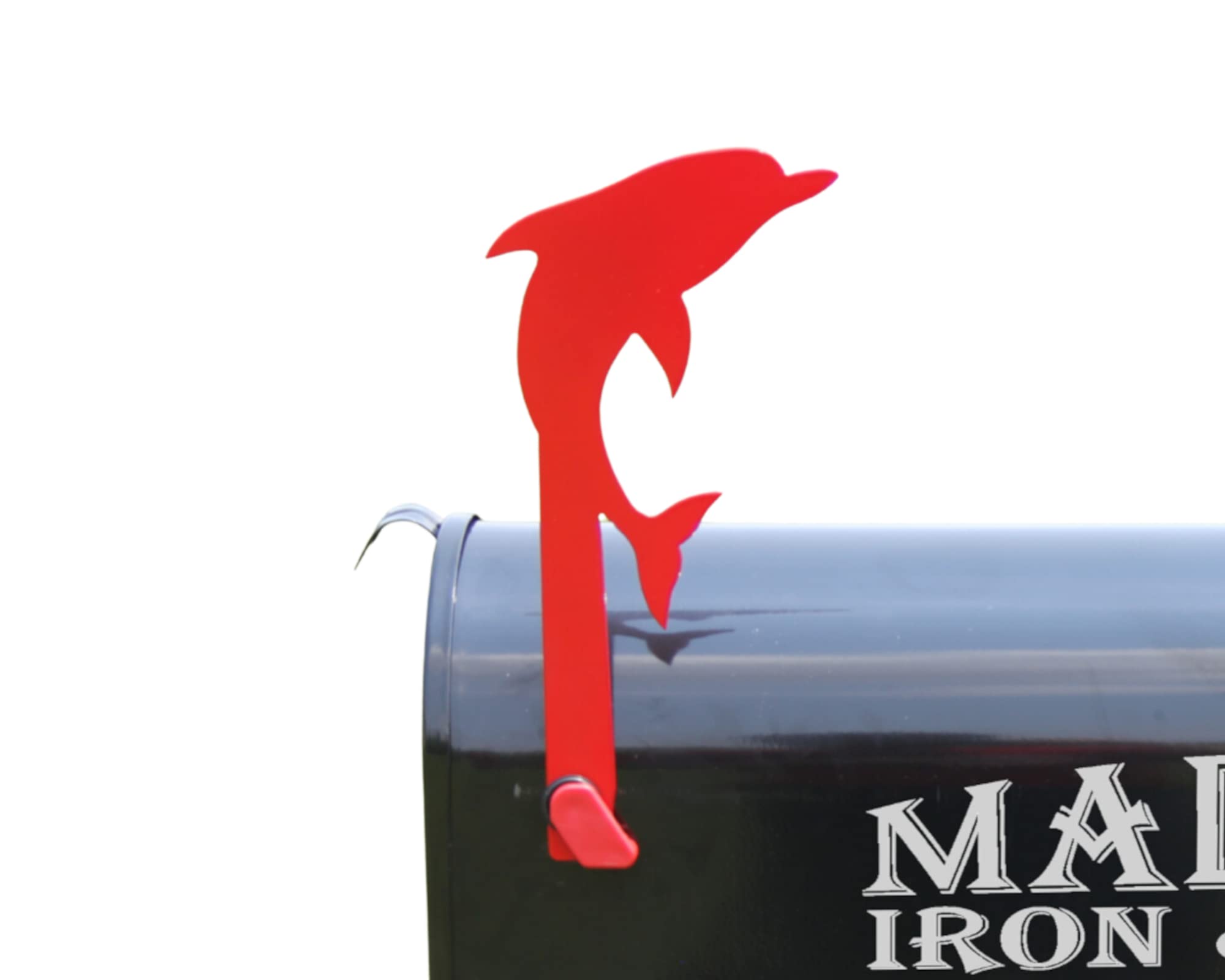 Decorative Metal Dolphin Mailbox Replacement Flag - Red, Madison Iron and Wood Design | Perfect for Coastal, Beach House, or Garden Mailbox Decoration (Hardware Not Included)