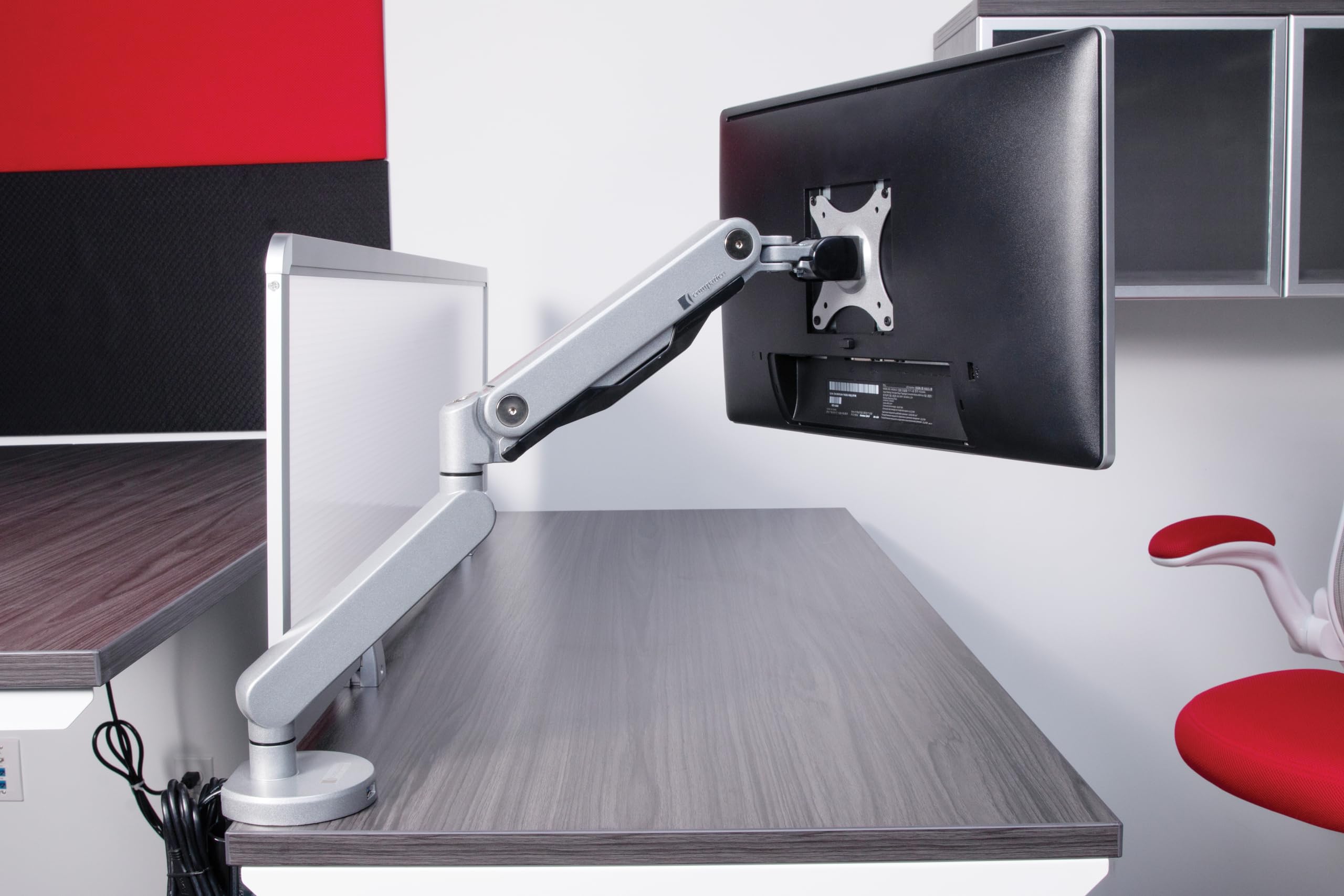 Office Star Ascend II Single Monitor Arm with Dual USB 3.0 Ports, 3-Point Rotation & VESA Mount (17-30 inch) - Ergonomic Adjustable Desk Mount for Home Office, Gaming & Workspace Setup - Silver