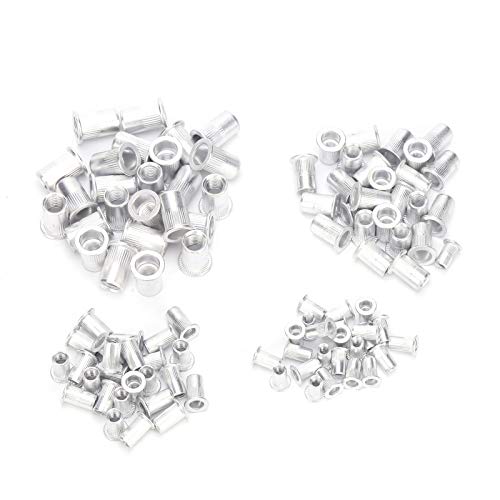 FTVOGUE 100Pcs Aluminum Blind Rivet Nuts Kit - M4 M5 M6 M8 Knurled Riveting Nuts Set for Metal Fabrication, Automotive & DIY Projects - Heavy Duty Hardware Accessories