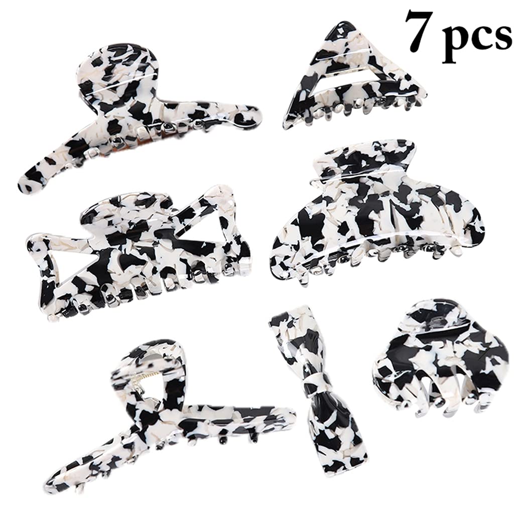 Stylish COSYOO Acetate Hair Claw Clips Set of 7 - Large Non-Slip Strong Hold Hair Clips with Interlocking Teeth for Women - Perfect for Shower, Styling & Everyday Fashion Accessories