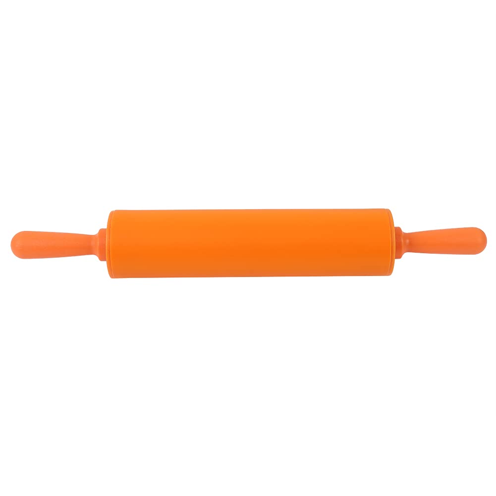 11.8 Inch Non-Stick Silicone Rolling Pin for Baking - Perfect for Homemade Bread, Cookies, Cakes & Pastries (Orange) | Ideal for DIY Kitchen, Holiday Baking & Gift Giving