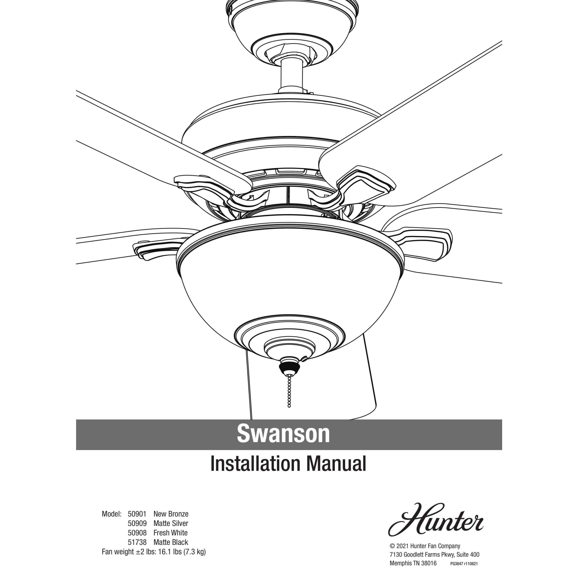 Hunter Fan Company Swanson 52