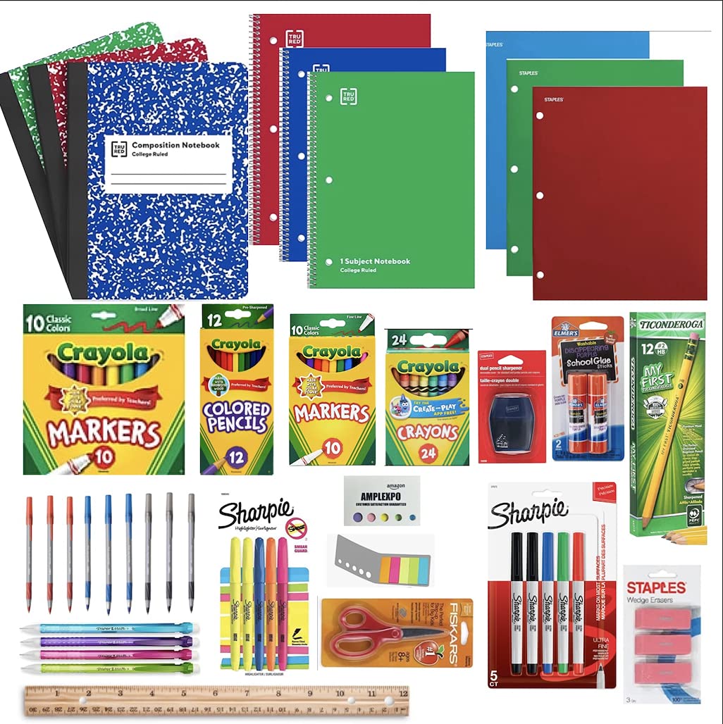 Vowdicua 100+ Piece School Supply Kit - Essential School Supplies with Folders, Notebooks, Pencils, Pens & More | Perfect for Back to School, Classroom & Homeschooling