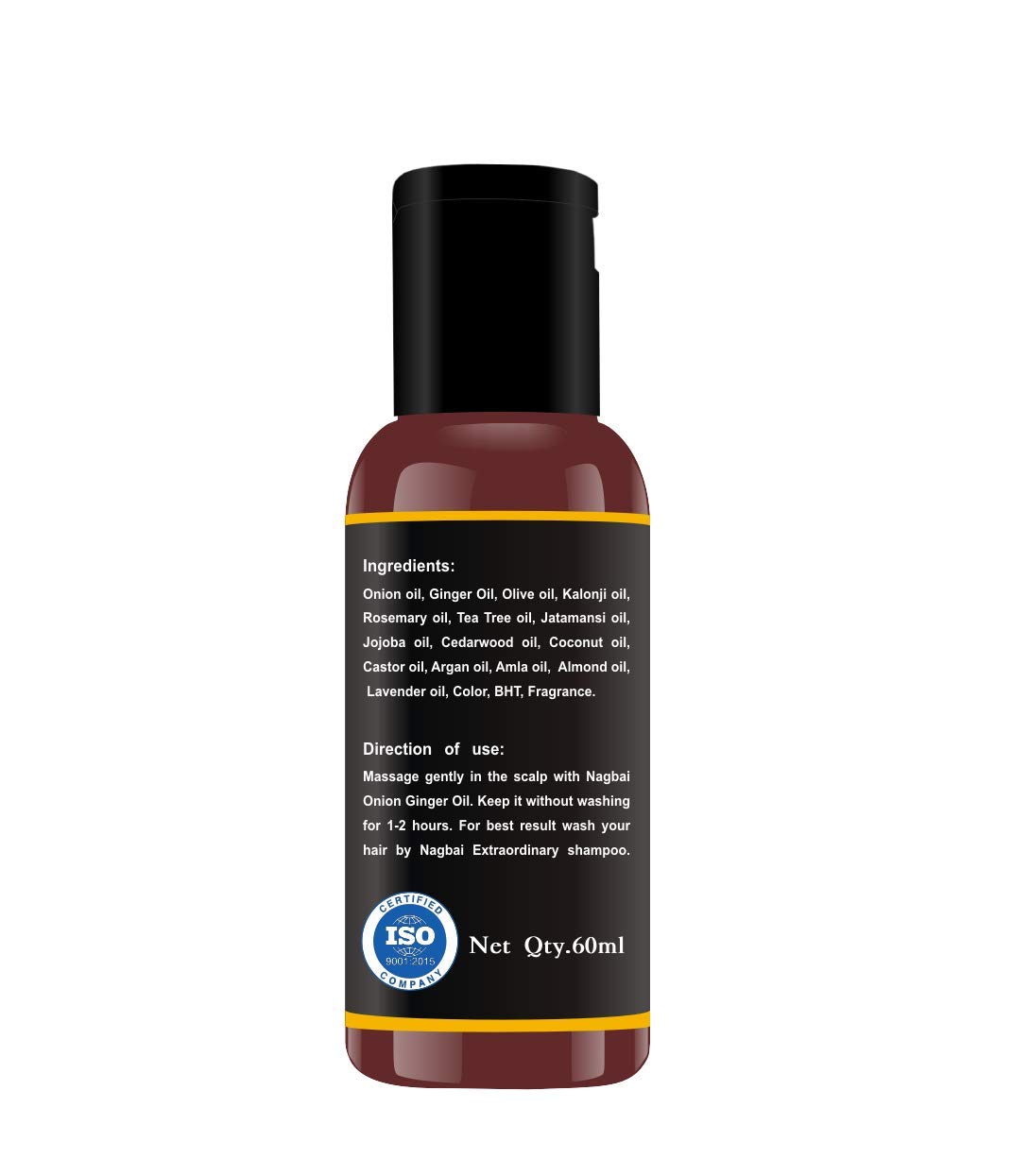 Nagbai Onion Ginger Hair Oil - Natural Chemical-Free Treatment for Smooth & Soft Hair - Promotes Hair Growth & Reduces Hair Fall - Perfect for Daily Hair Care & Scalp Massage