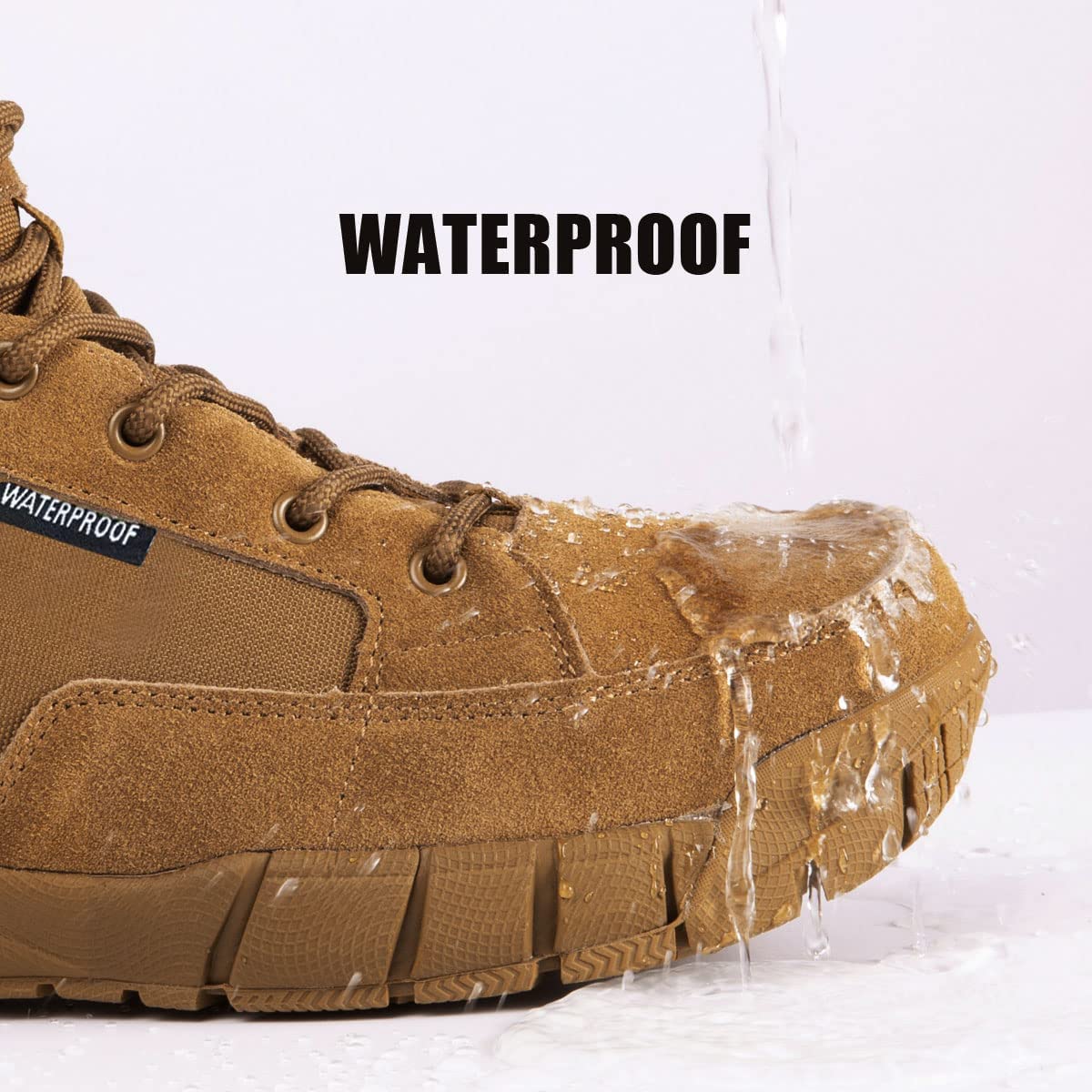 FREE SOLDIER Men's 6-Inch Waterproof Tactical Hiking Work Boots - Military Desert Boots for Outdoor Adventures, Hiking & Heavy Duty Work