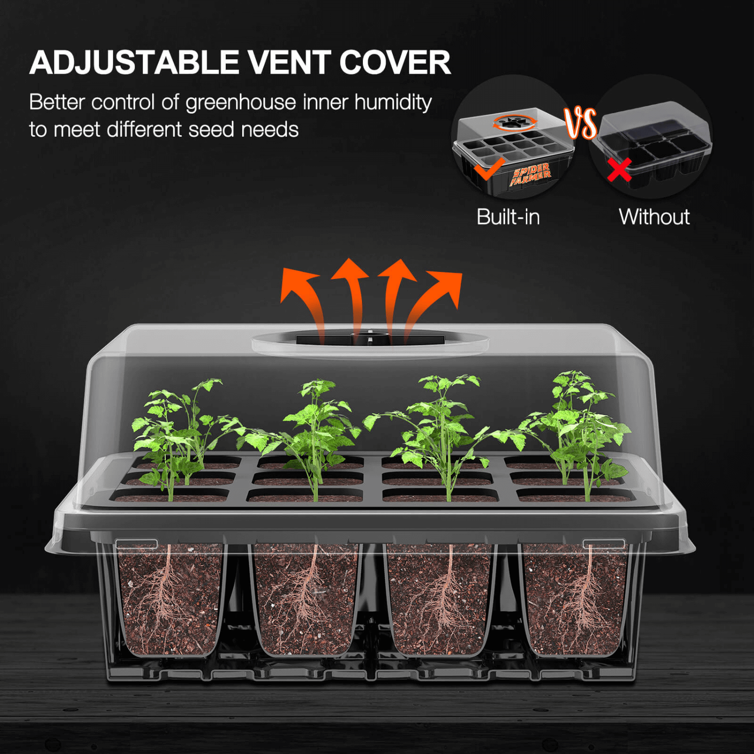 Spider Farmer Seed Starting Trays 4 Pack - Durable Seedling Starter Kit for Indoor Gardening, Hydroponics & Greenhouse Use