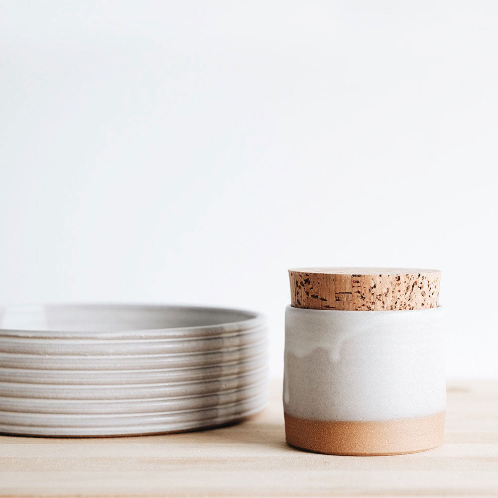Ceramic Storage Jar with Cork Lid - Airtight Kitchen Organizer for Spices, Coffee, Tea & Dry Goods | Perfect for Pantry, Countertop & Home Decor