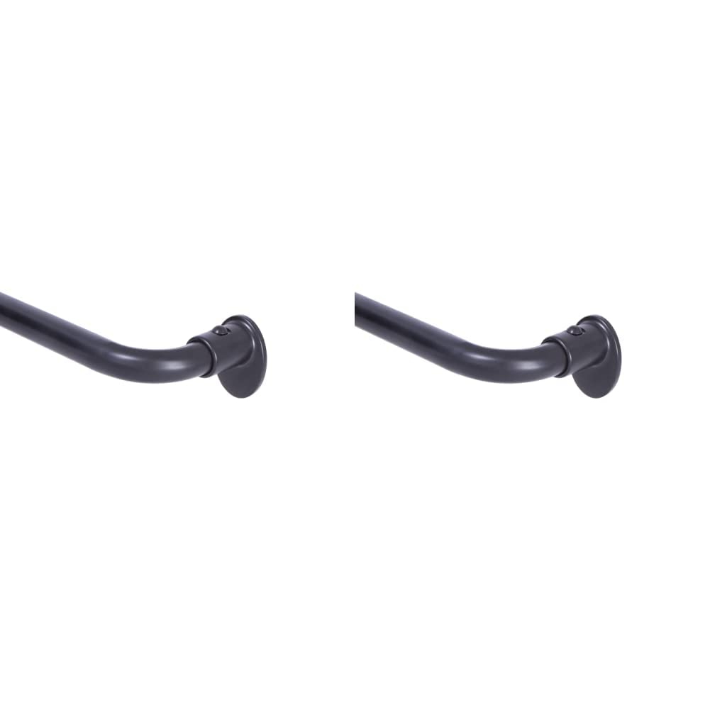 Eclipse Wrap Around Window Curtain Rod 48-86 Inch & 28-48 Inch Black - Perfect for Bay Windows, French Doors, and Curved Windows - Easy Installation No Drilling Required