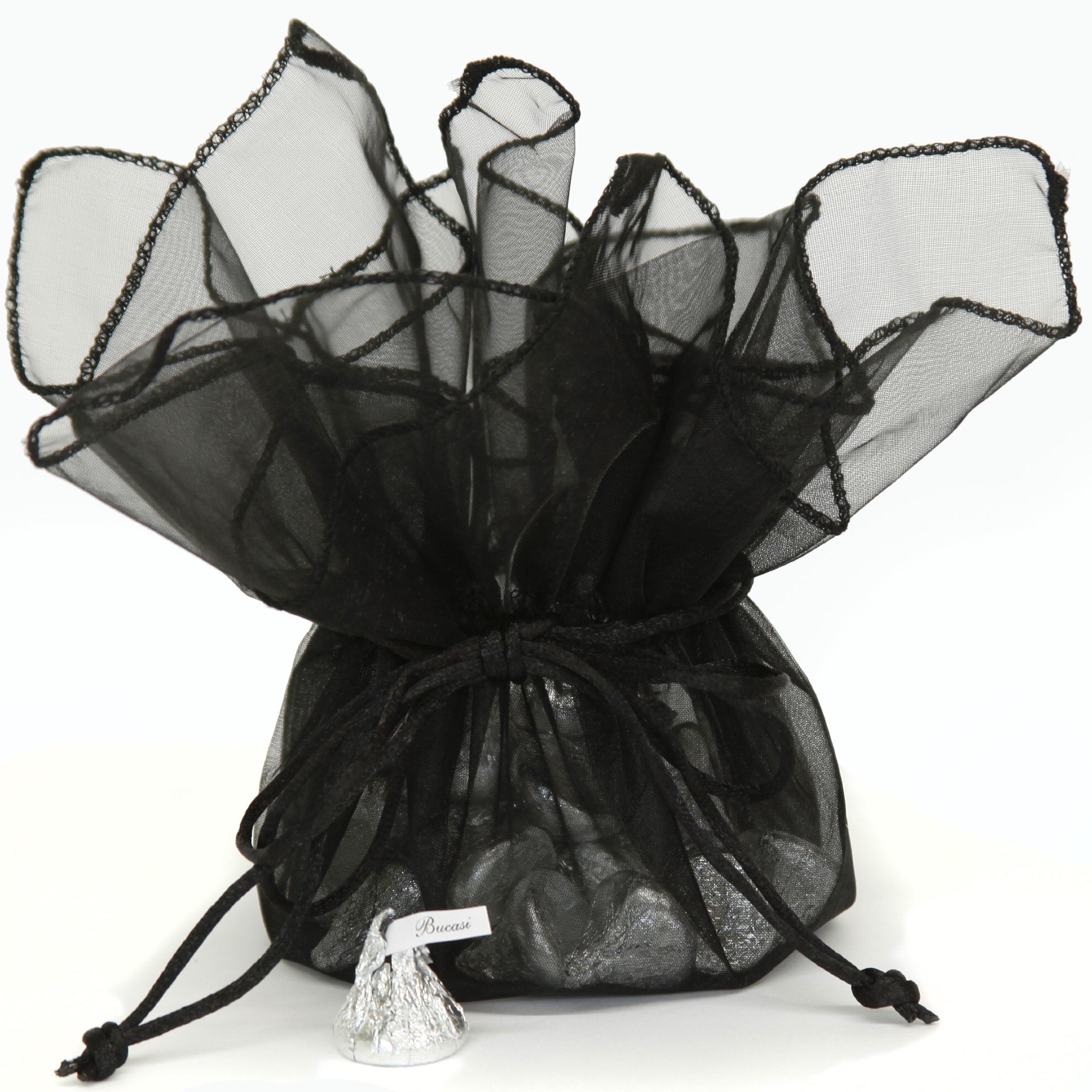 30 Designer Organza Fabric Gift Bags - Elegant Party Favor Pouches for Wedding, Birthday & Baby Shower Gifts - Premium Black Gift Packaging for Jewelry, Candles & Small Items