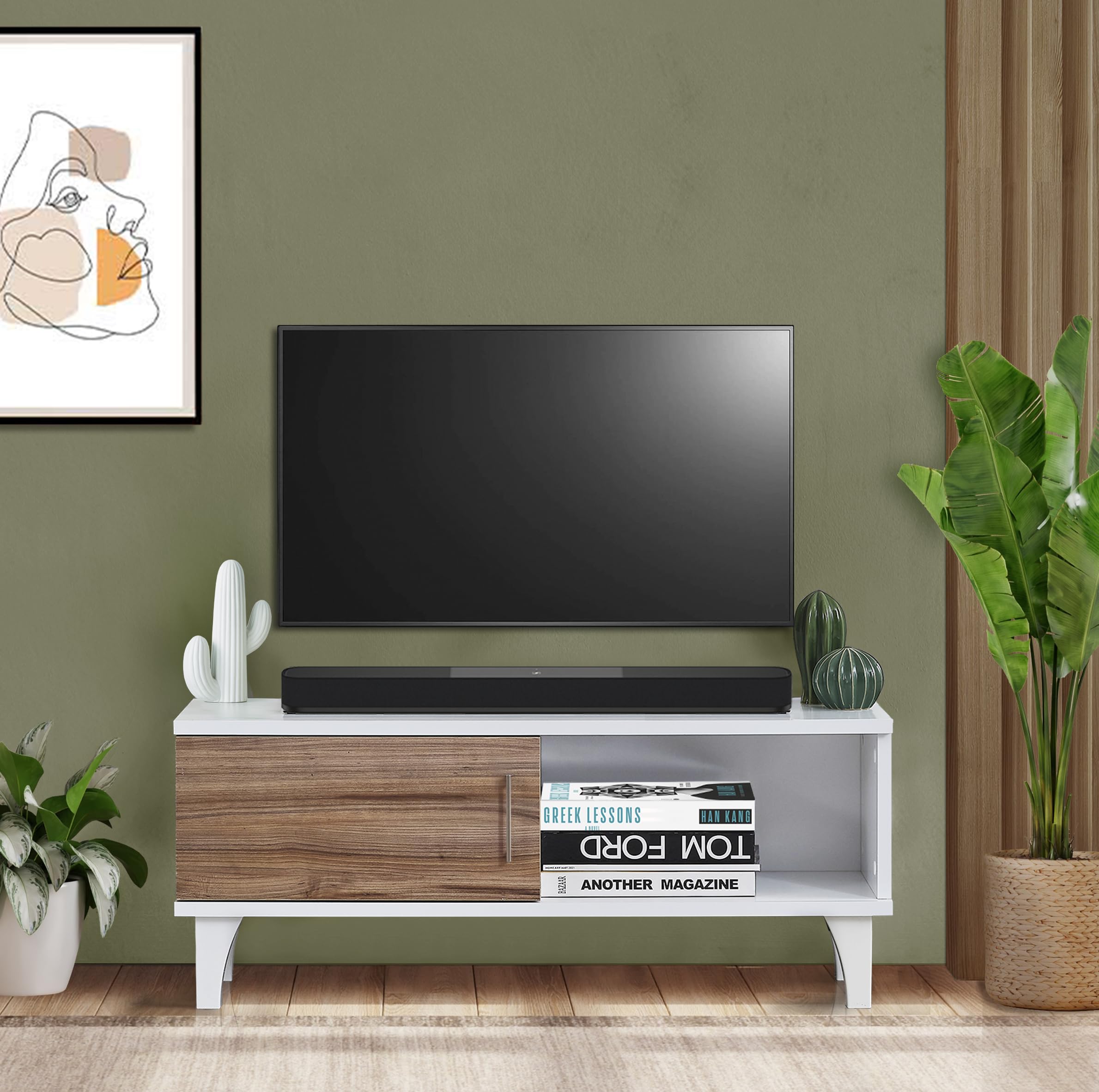 40 Inch TV Stand for Bedroom & Living Room - Low Profile Entertainment Center with Storage - Small TV Stand for 50 Inch TVs - Modern Media Furniture for Apartments & Small Spaces (Perfect for Bedrooms, Living Rooms & Home Theaters)