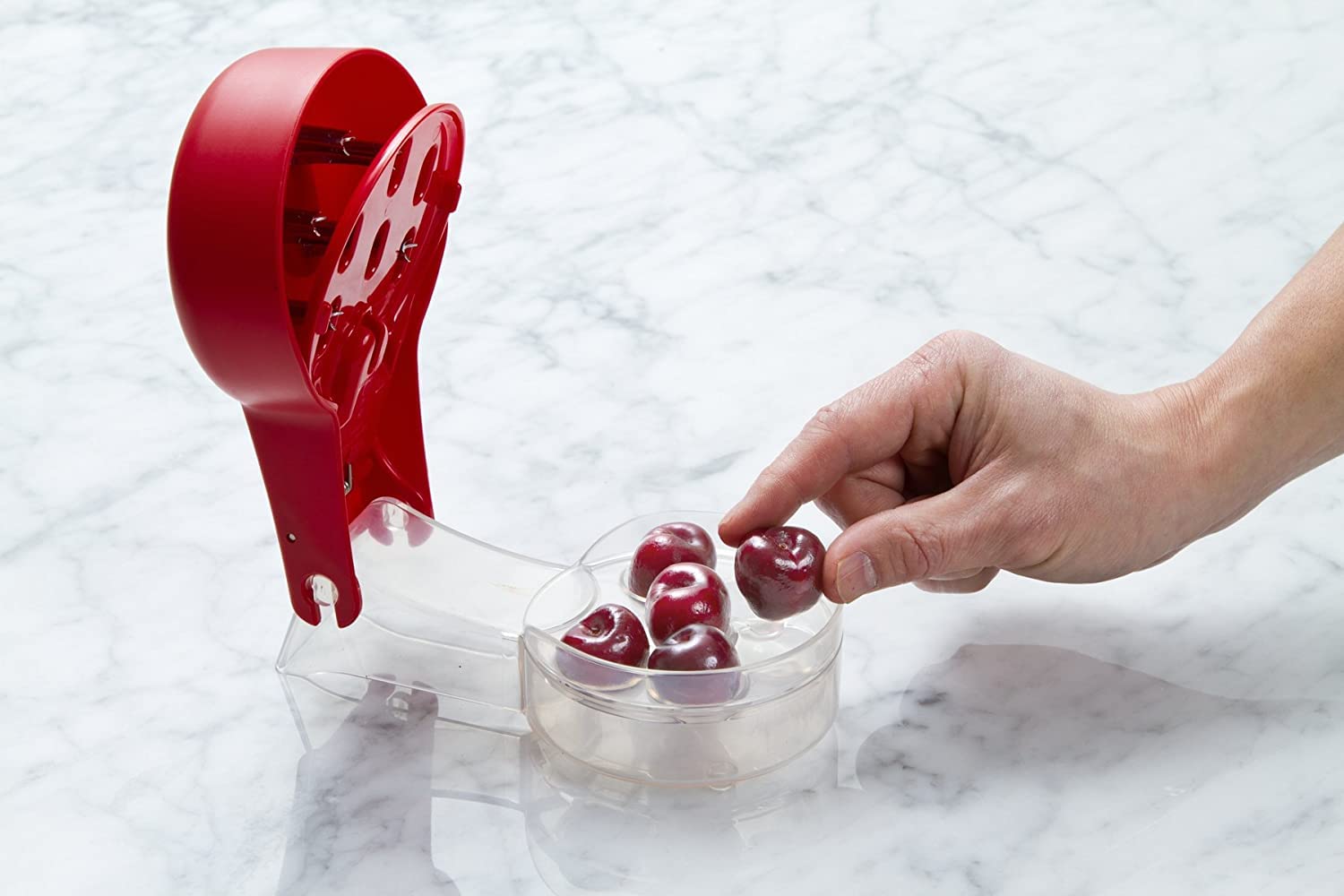 Premium WOD Cherry Pitting Tool - 6 Groove Stainless Steel Cherry Stoner Remover for Baking, Canning & Jam Making - Easy Fruit Pitter for Cherries, Olives & Small Fruits