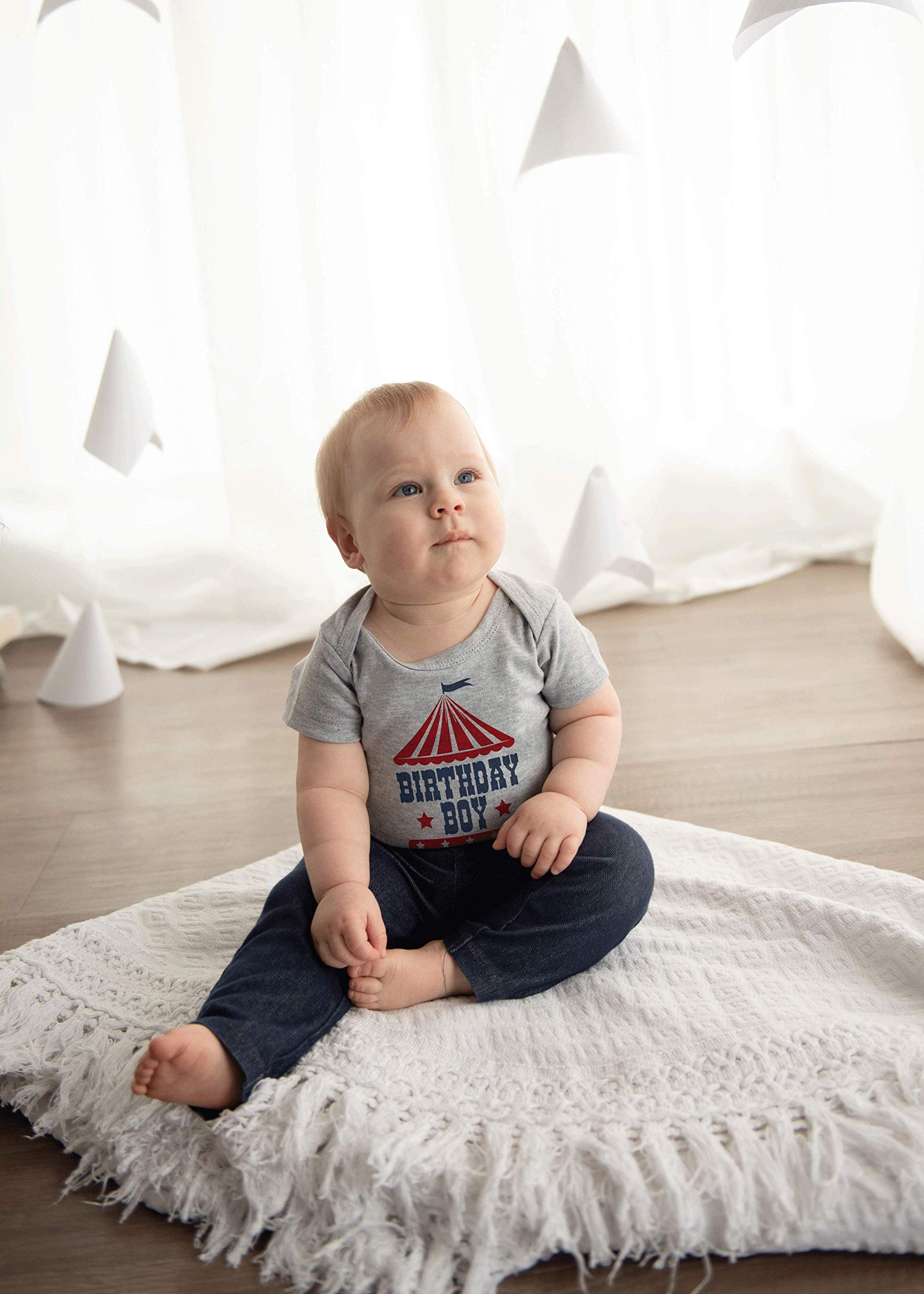 7 ate 9 Apparel Boys' Birthday Circus Romper - Cute Baby One-Piece Outfit for Birthday Parties, Photo Shoots & Special Occasions