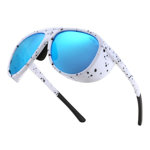 White Frame & Blue Mirror Lens