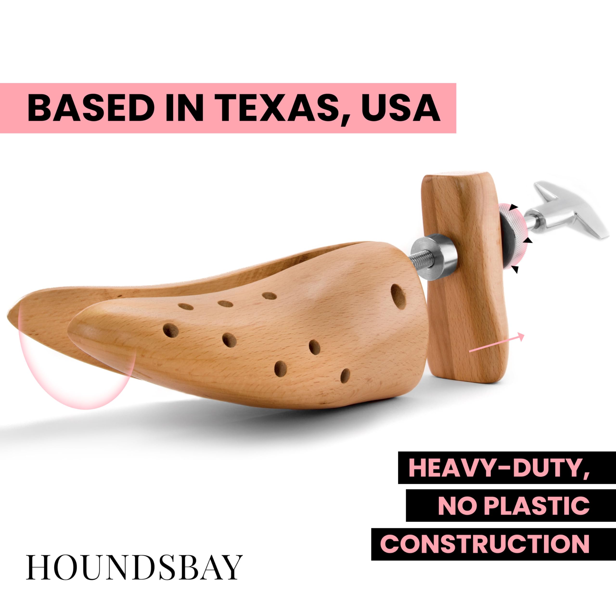 HOUNDSBAY Adjustable Shoe Stretchers for Men & Women - Plastic & Wooden Shoe Widener Expander for Boots, Sneakers & Dress Shoes - Perfect for Comfort & Foot Pain Relief