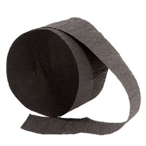 Premium Black Crepe Paper Streamers - 2 Rolls (145 Feet Total) for Party Decorations, DIY Crafts & Photo Backdrops | Made in USA by DENNECREPE