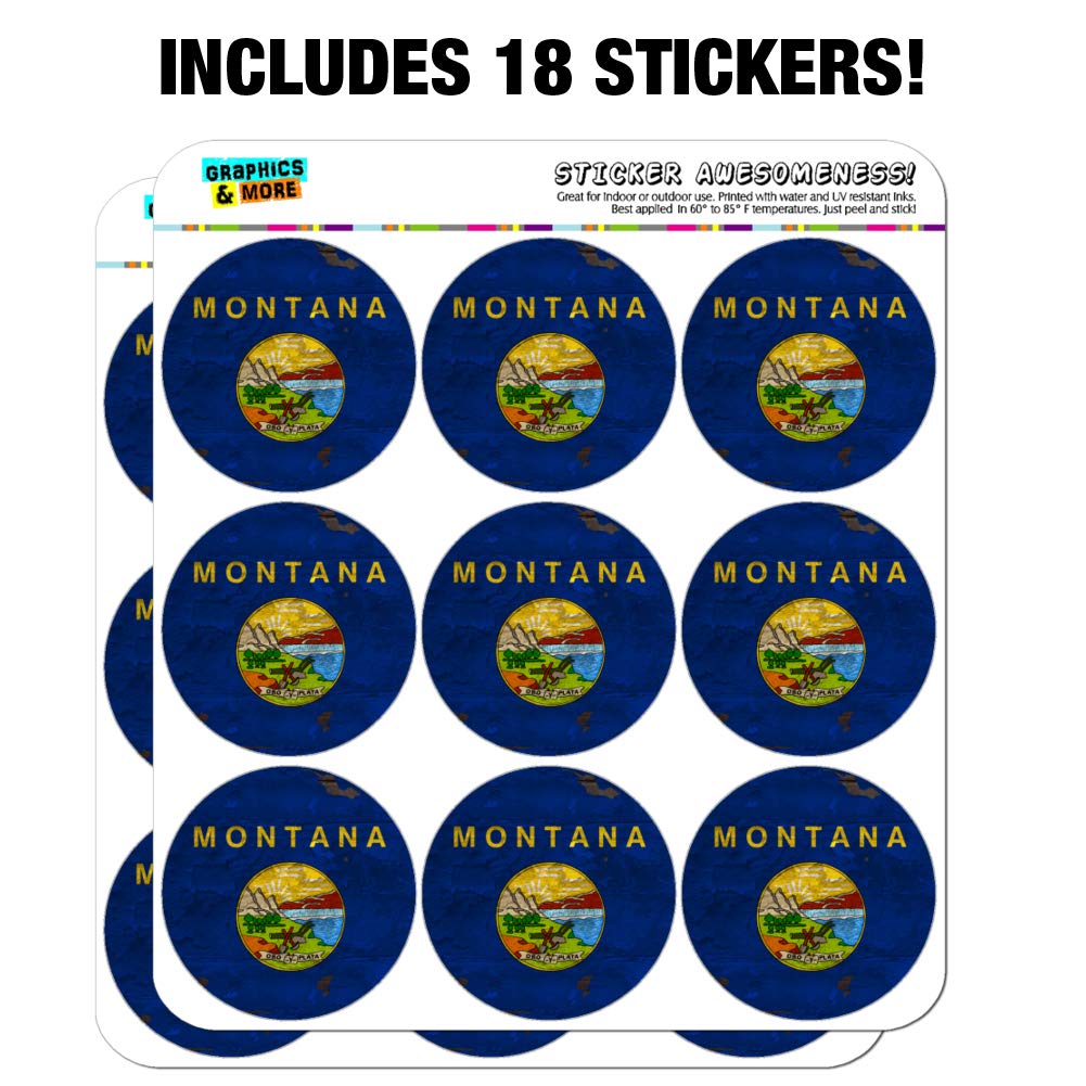 Vintage Rustic Montana State Flag Stickers - USA Distressed Planner Calendar Decals for Scrapbooking, Journaling & Crafting - Perfect for DIY Projects, Bullet Journals & Travel Scrapbooks