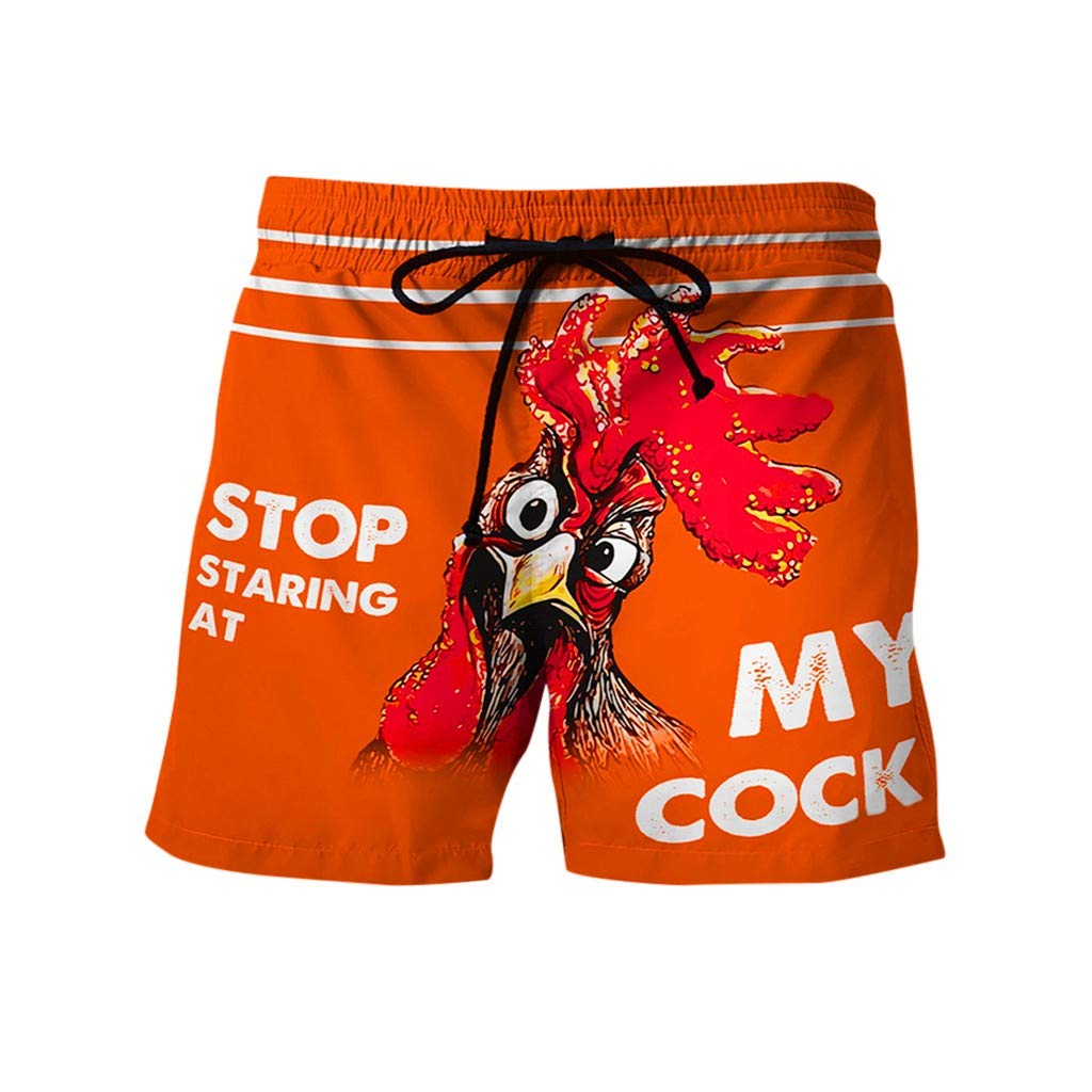 Men's Swim Shorts - Quick Dry Beach Swim Trunks with Drawstring, Fun Print & Comfort Fit for Swimming, Surfing, Pool Party & Summer Vacation