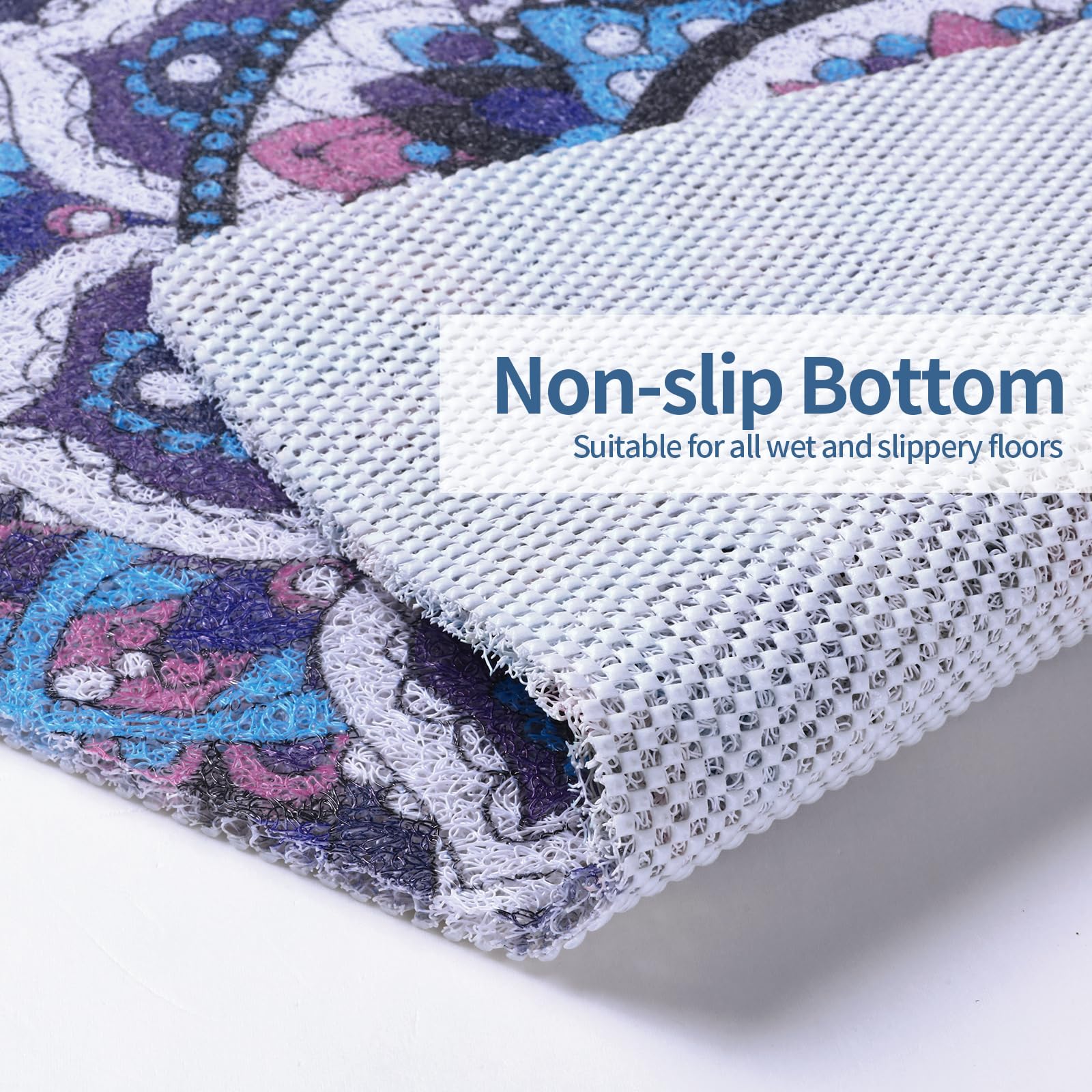 Non-Slip Square Shower Mat with Drain Hole | PVC Loofah Bath Mat for Shower Stall | Secure Anti-Skid Bathroom Floor Mat | Perfect for Small Showers, Bathtubs & Wet Rooms | Boho Style Home Decor