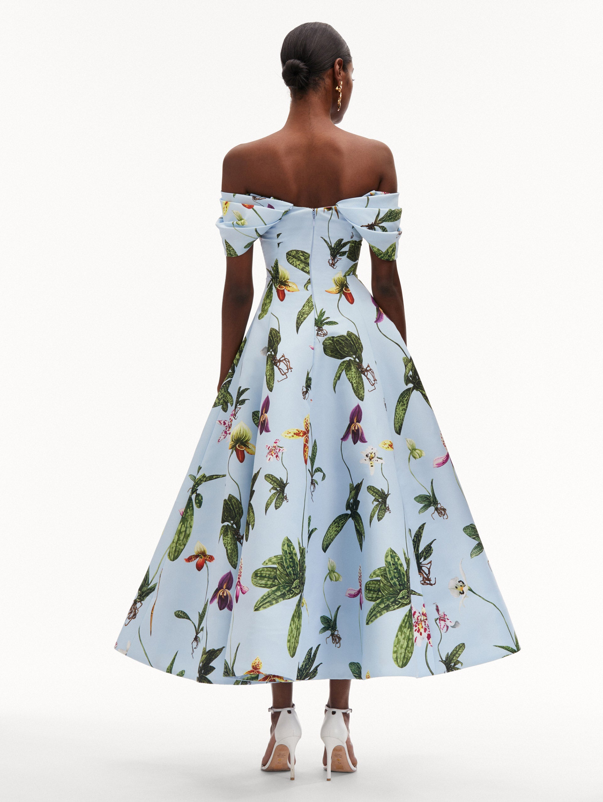 Elegant Off Shoulder Orchid Faille Gown for Women - Perfect for Weddings, Prom & Evening Events