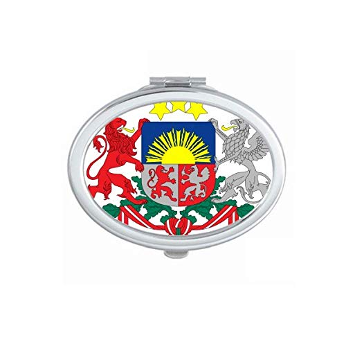 DIYthinker Latvia National Emblem Portable Folding Mirror - Double-Sided Handheld Makeup Mirror for Travel, Home & Office Use
