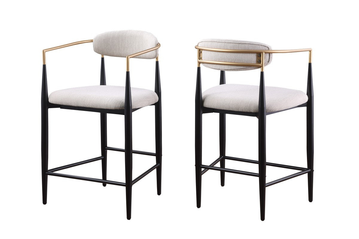 Callum Counter Stool Set of 2 - Beige Bar Stools for Kitchen Island, Breakfast Nook & Home Decor - Modern Counter Height Stools with Comfortable Seat