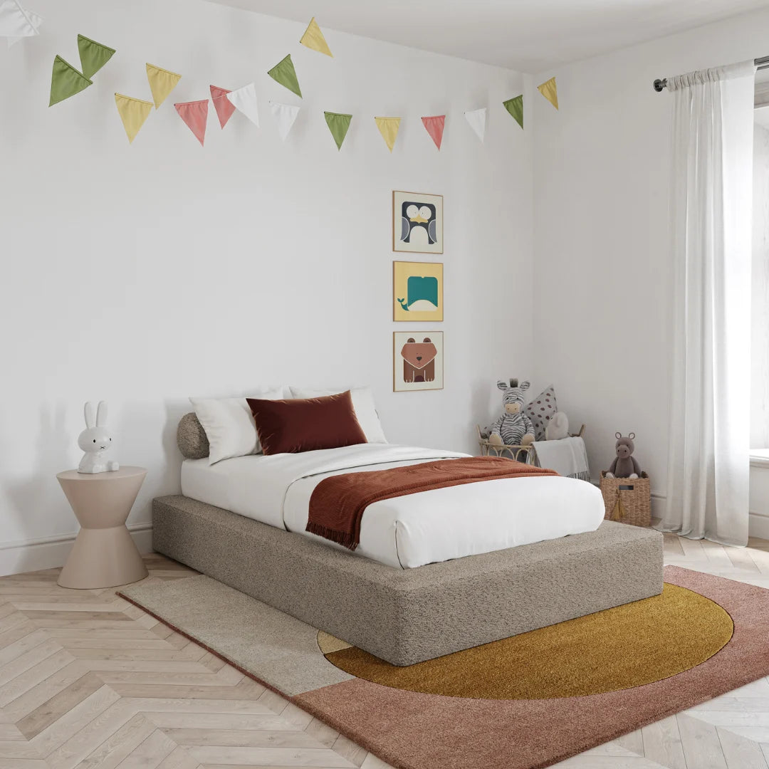 Kids Ultra Bed Frame with Soft Teddy Bear Design - Durable & Comfortable for Children's Bedroom Decor | Perfect for Toddlers, Nursery, and Playroom