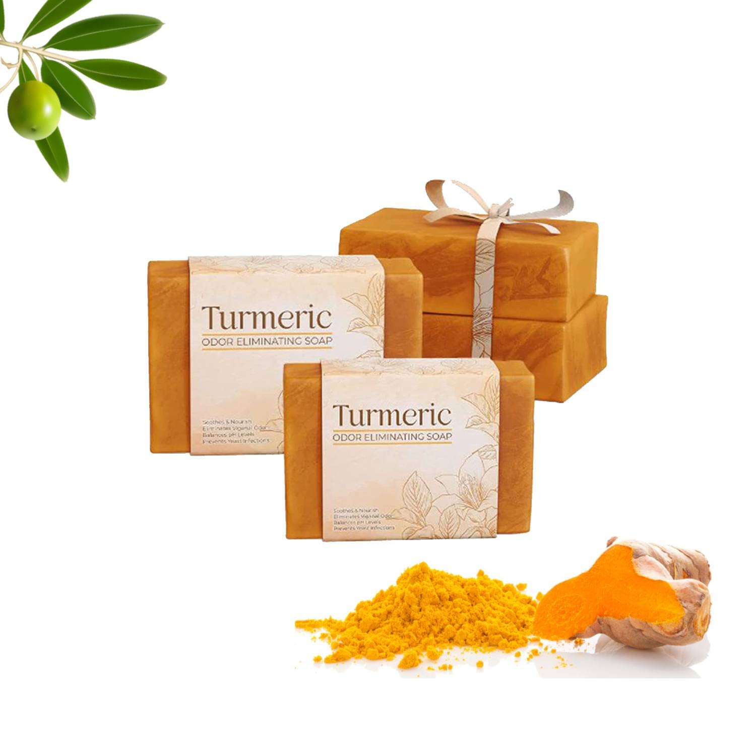**PureHarmony Turmeric & Lemon Loofah Essential Oil Soap Bar – Natural Face & Body Cleanser for Women, 3-Pack – Brightens Skin, Fights Odor – Perfect for Daily Use, Travel & Gym**
