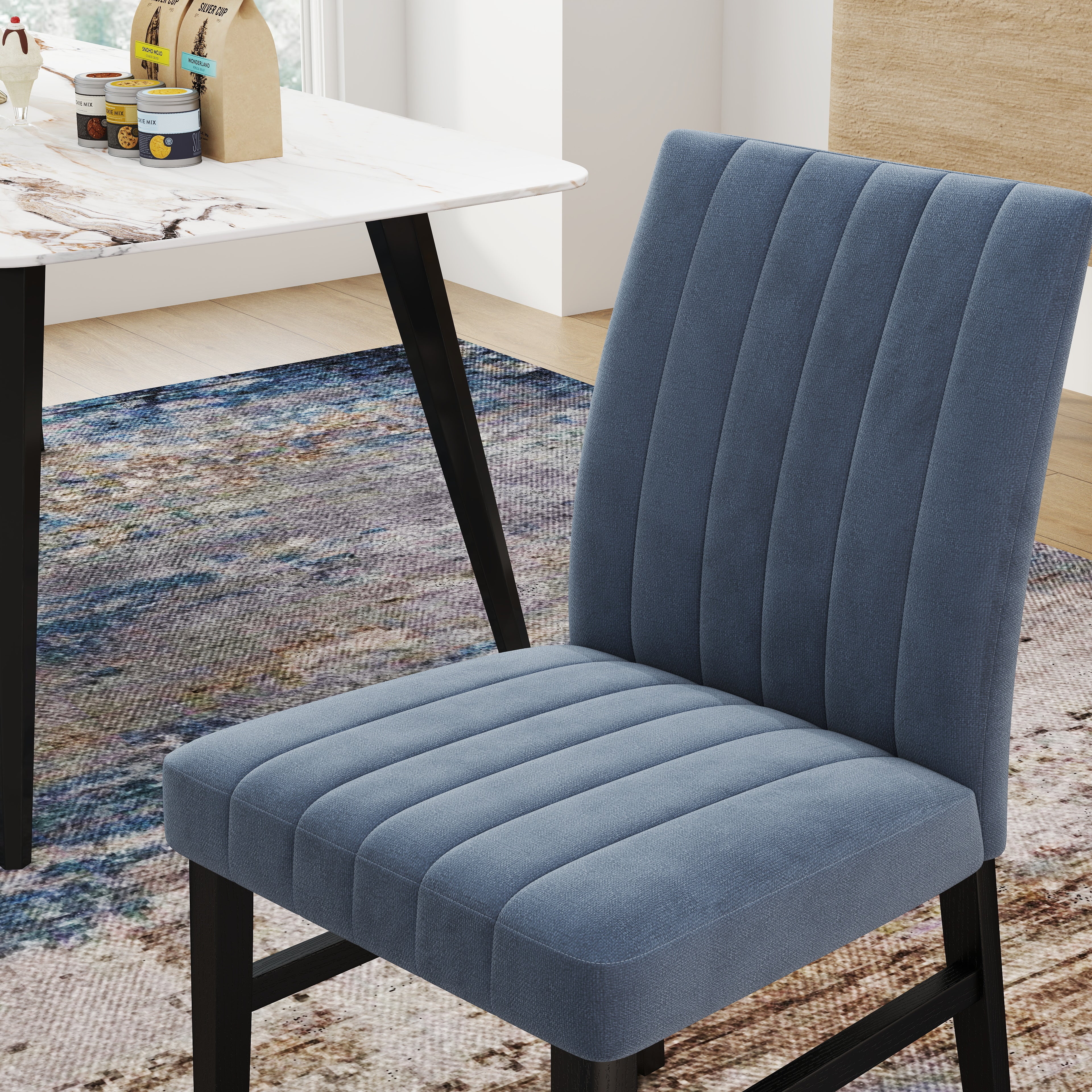 Roundhill Furniture Wendell Contemporary Upholstered Dining Chairs Set of 2 - Modern Kitchen & Dining Room Seating for Home & Restaurant Use