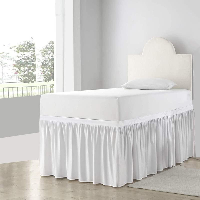 College Dorm Twin XL Bed Skirt - 100% Microfiber Ruffled Bed Skirt with 32