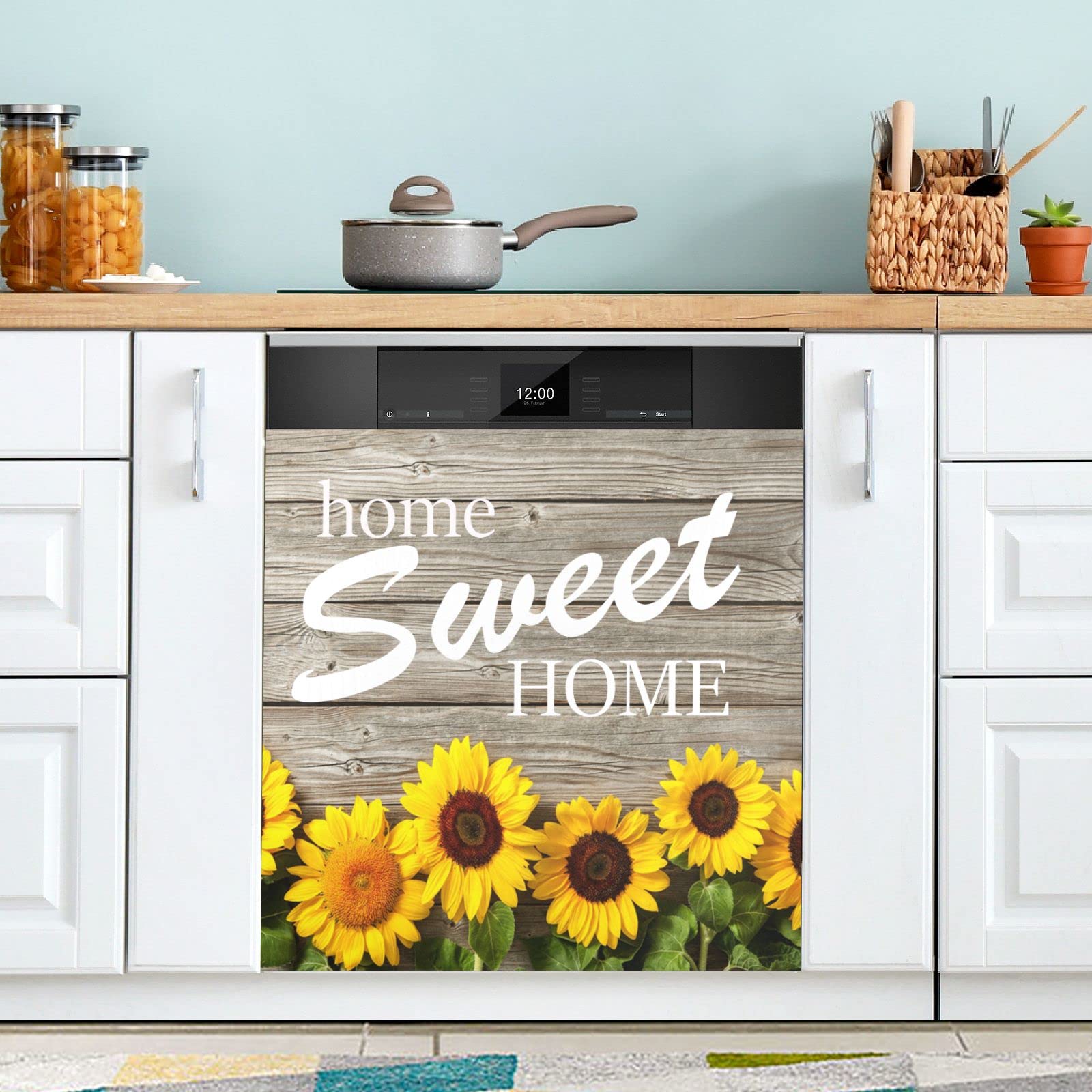 Fall Sunflowers Magnetic Dishwasher Cover - Easy Clean Refrigerator Magnet Sticker for Kitchen & Home Decor (23