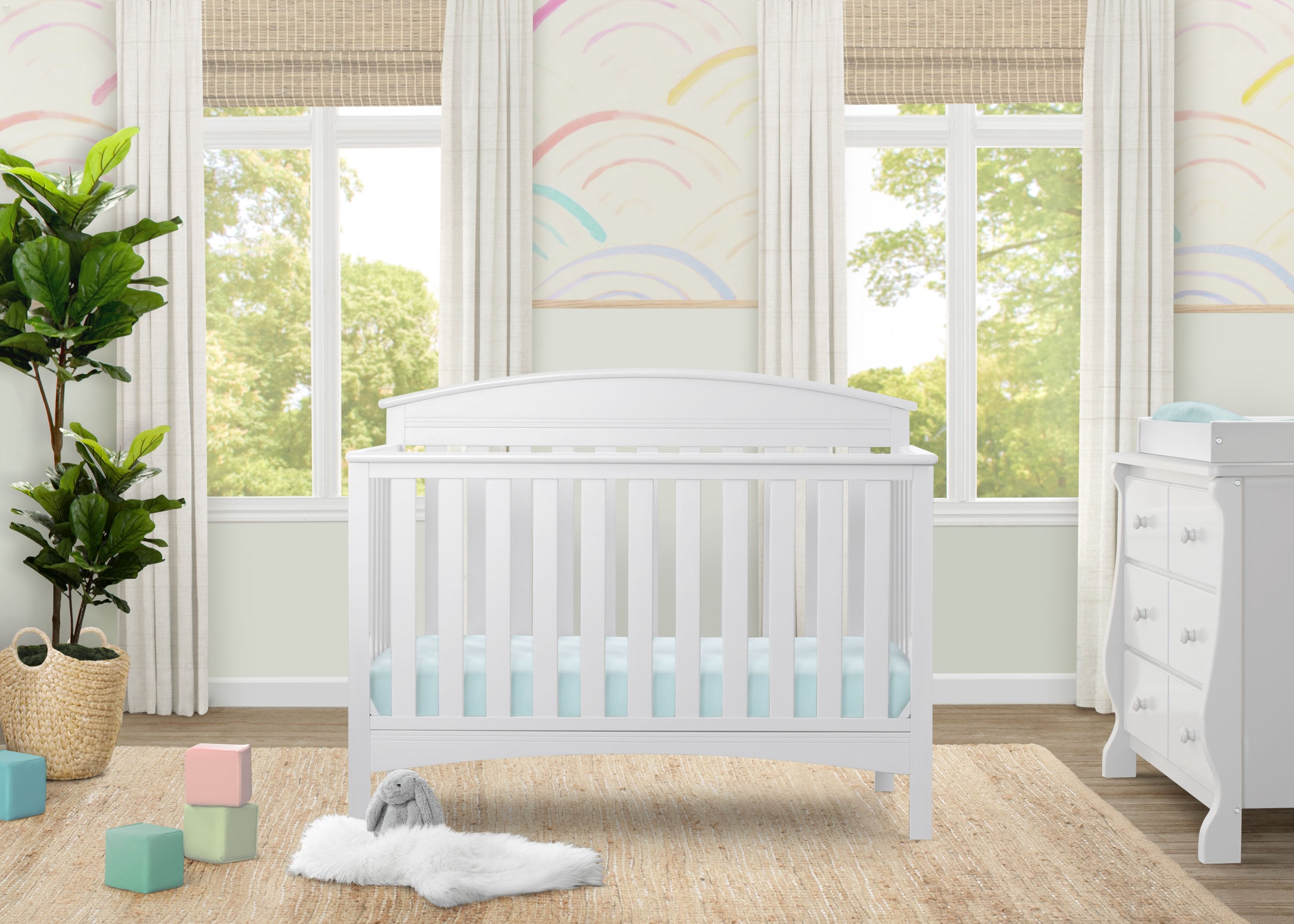 Abby 4-in-1 Convertible Baby Crib - Toddler Bed, Daybed & Full-Size Bed - Safe Nursery Furniture for Newborns to Teens - Perfect for Bedrooms, Daycare & Guest Rooms