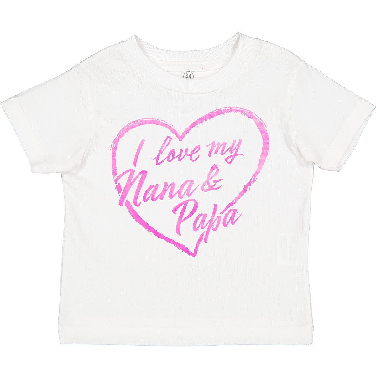 Inktastic I Love My Nana and Papa Pink Chalk Heart Toddler T-Shirt - Cute Grandparent Gift for Toddlers & Baby Girls