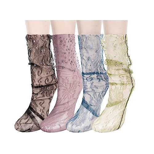 4 Pack-diamond Floral Lace Slouch