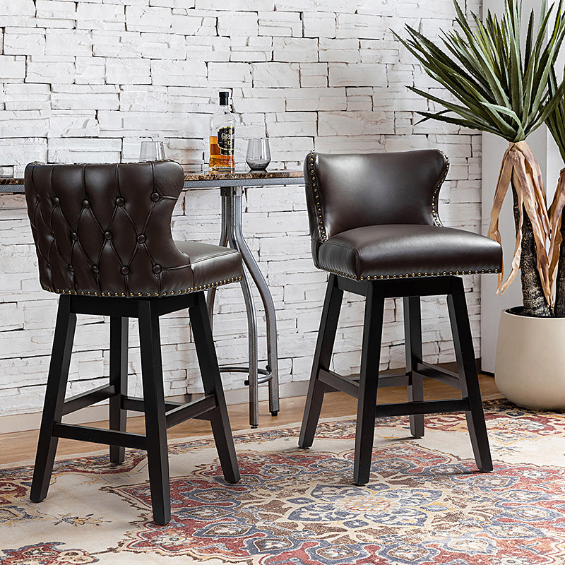 Johannes Swivel Bar Stools Set of 2 - Adjustable Height Counter Stools with Padded Seats - Modern Kitchen Island & Breakfast Bar Stools for Home, Restaurant & Cafe Use