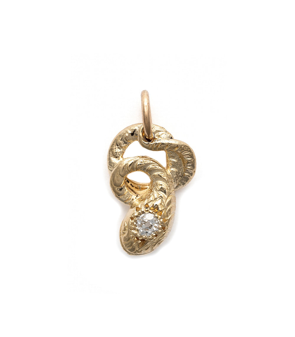 14K Gold Victorian Era Vintage Inspired Snake Charm Pendant Necklace - Elegant Jewelry Gift for Women, Perfect for Parties, Weddings & Special Occasions