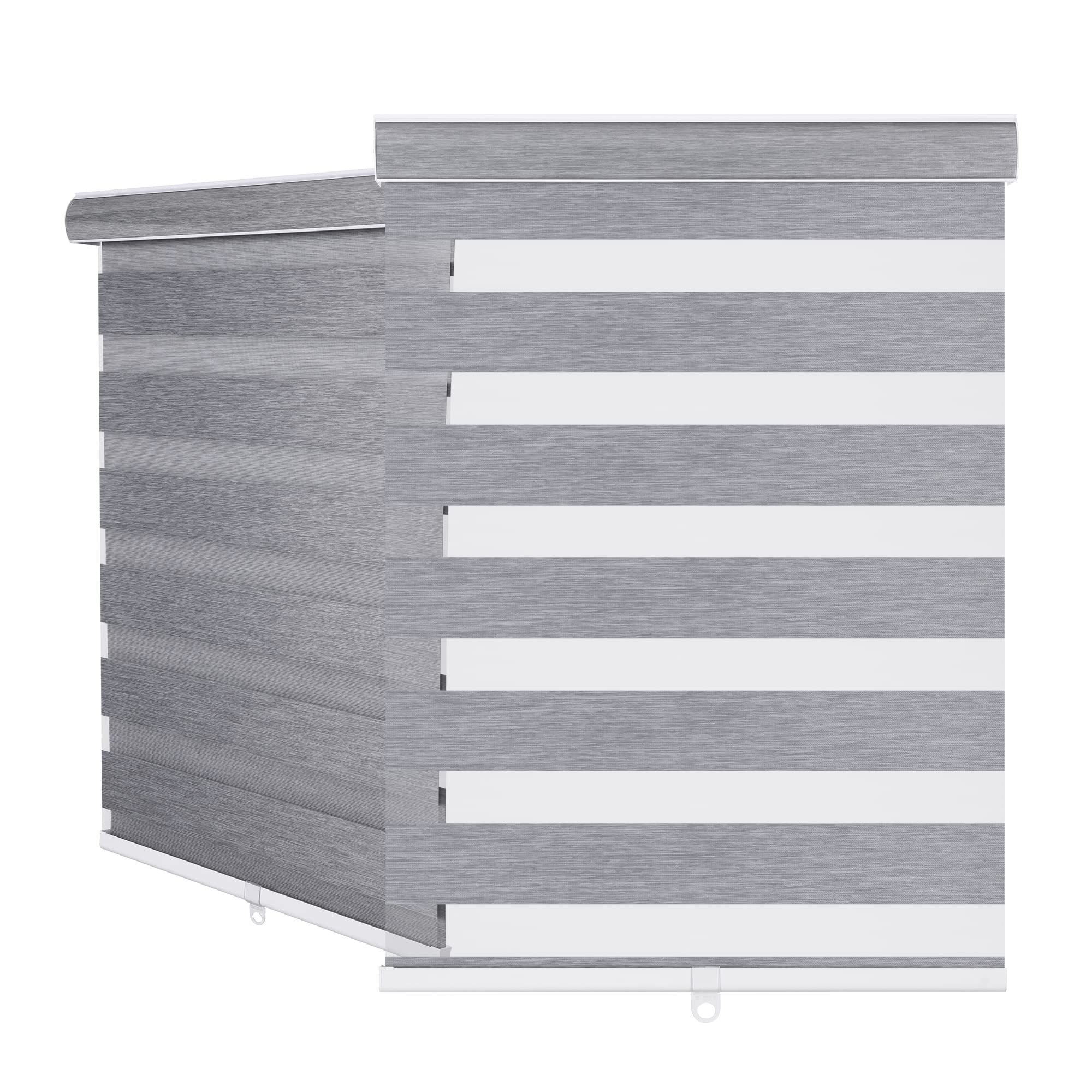 Custom Cut Cordless Horizontal Zebra Window Blinds - Dual Layer Roller Shades for Light Control & Privacy - Gray, 22