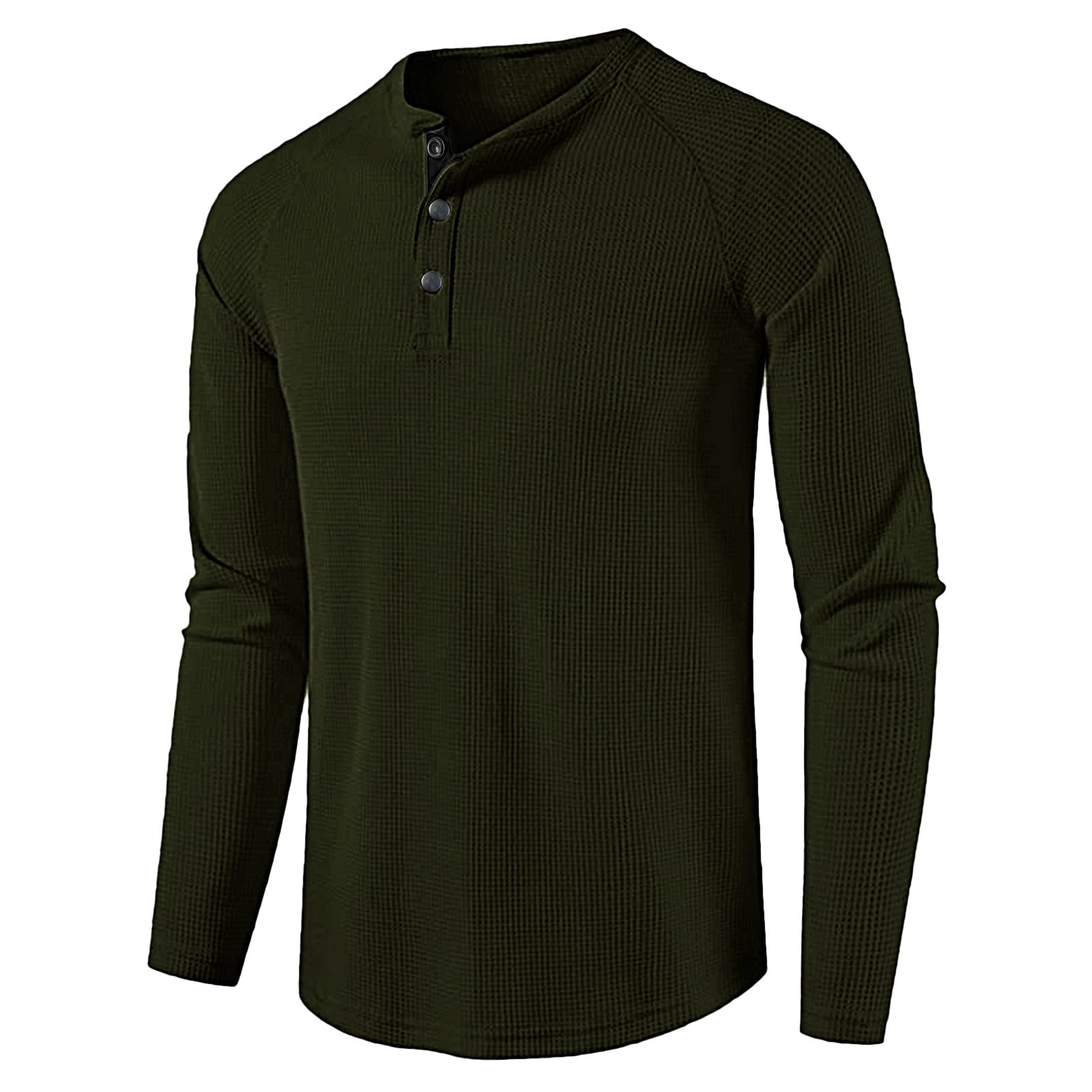 BEIBEIA Men's Waffle Knit Henley Shirt | Fall Button-Up Hooded Patchwork Long Sleeve Loose Fit Comfortable Casual Top | Perfect for Autumn Outings, Weekend Relaxation & Layered Streetwear Looks