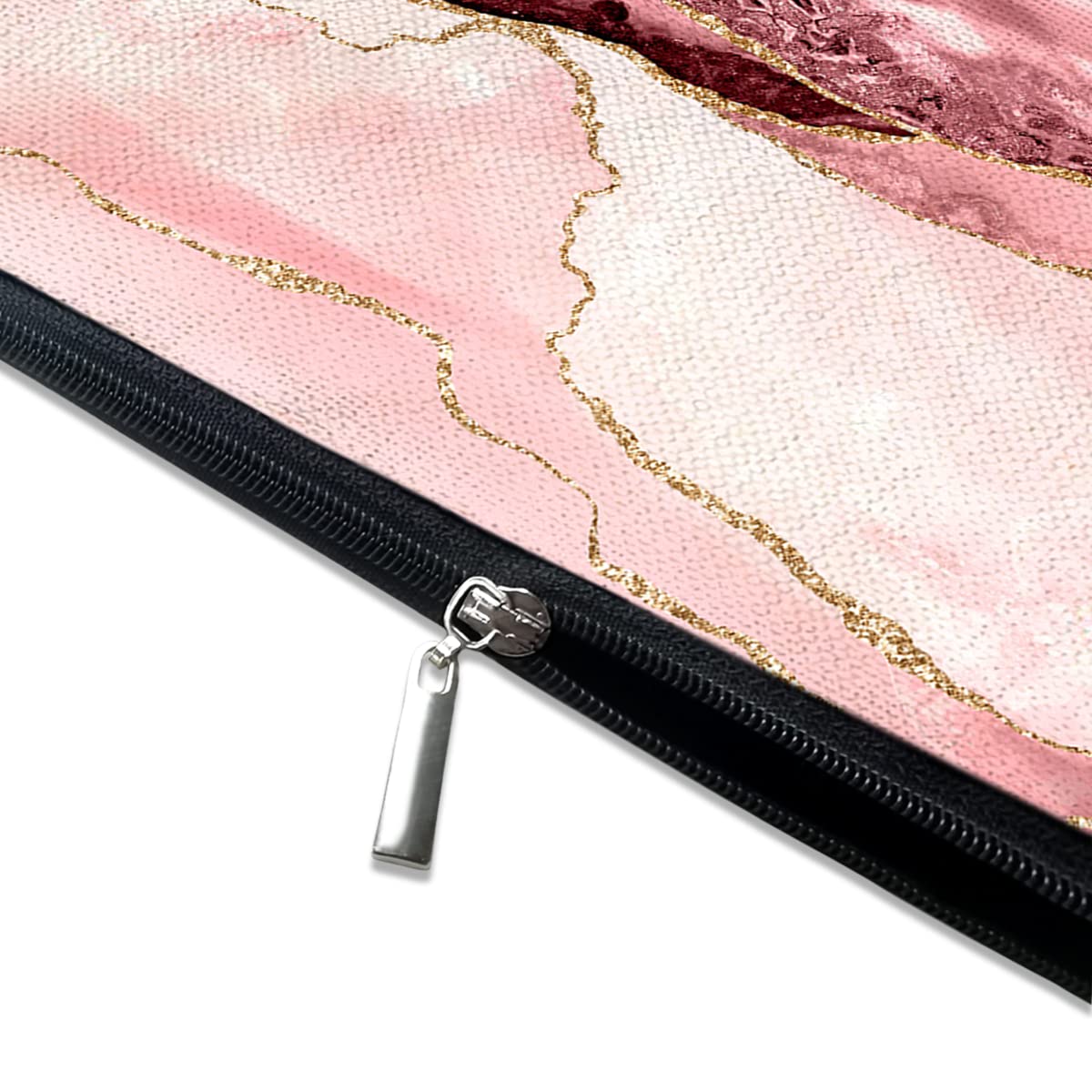 Cute Waterproof Canvas Makeup Bag for Women - Pink Marble Cosmetic Pouch with Zipper for Travel, Purse & Toiletry | Perfect for Daily Use, Gym, Vacation & Gift Giving