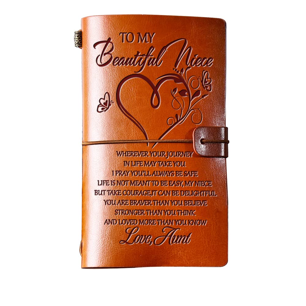 GIFTRRY Leather Journal for Niece - 140 Page Refillable Writing Notebook | Thoughtful Birthday Gift from Aunt | Perfect for Journaling, Sketching & Memory Keeping