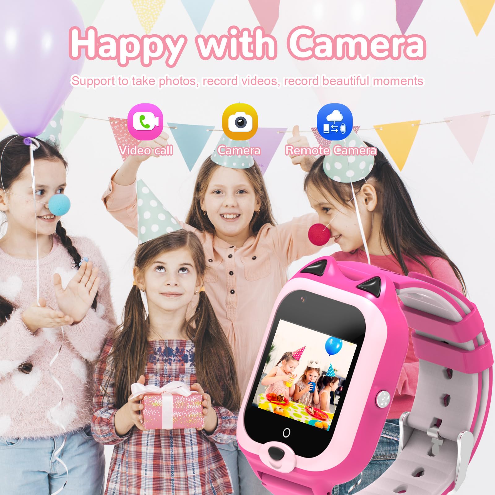 4G Kids Smart Watch for Boys & Girls - Unlocked SIM Card, GPS Tracker, Video Calling, SOS Alarm, 7 Puzzle Games, Waterproof Wrist Phone Watch with Silicone Lanyard - Perfect for School, Outdoor Play & Family Safety